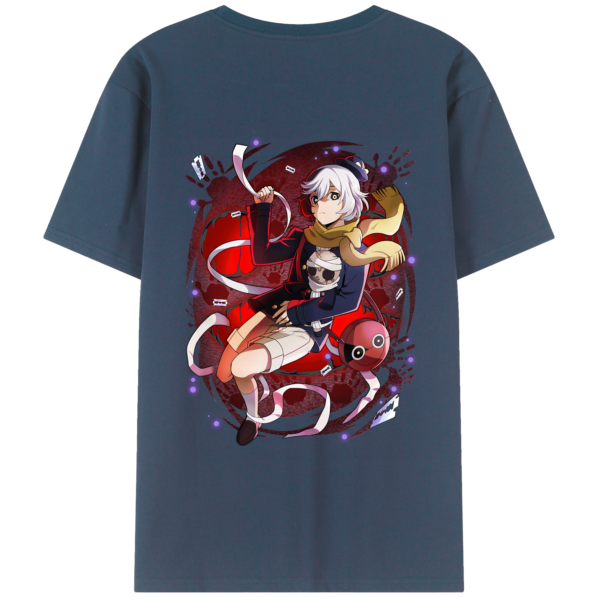 （画像用） 文豪ストレイドッグス Bungo Stray Dogs 綿100％ メンズ半袖Tシャツ（バックプリント） 通気性