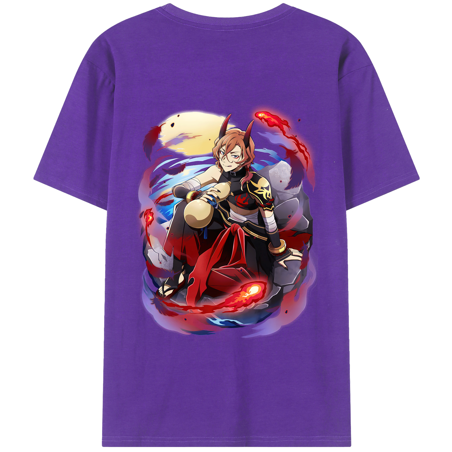 （画像用） 文豪ストレイドッグス Bungo Stray Dogs 綿100％ メンズ半袖Tシャツ（バックプリント） 通気性