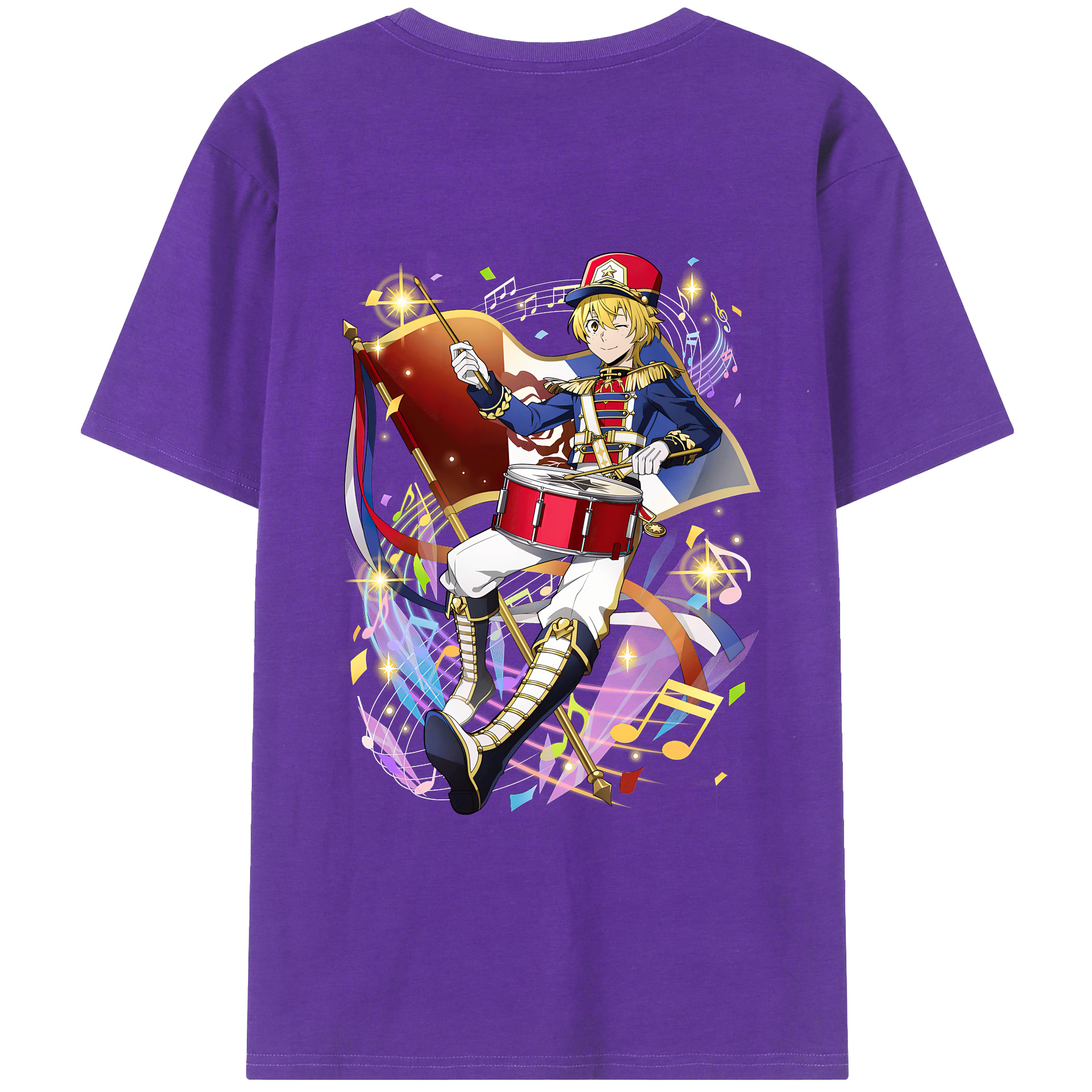 （画像用） 文豪ストレイドッグス Bungo Stray Dogs 綿100％ メンズ半袖Tシャツ（バックプリント） 通気性