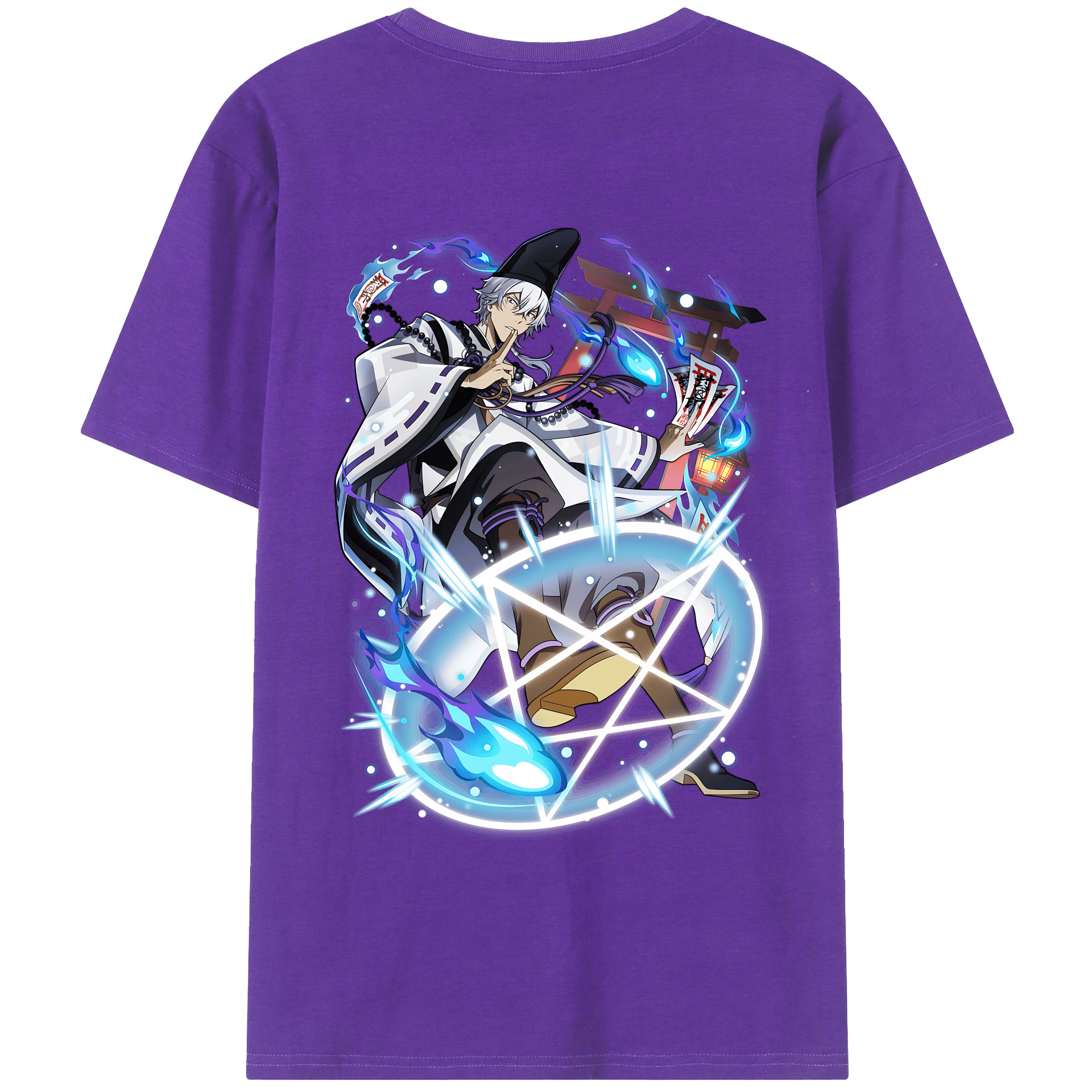 （画像用） 文豪ストレイドッグス Bungo Stray Dogs 綿100％ メンズ半袖Tシャツ（バックプリント） 通気性