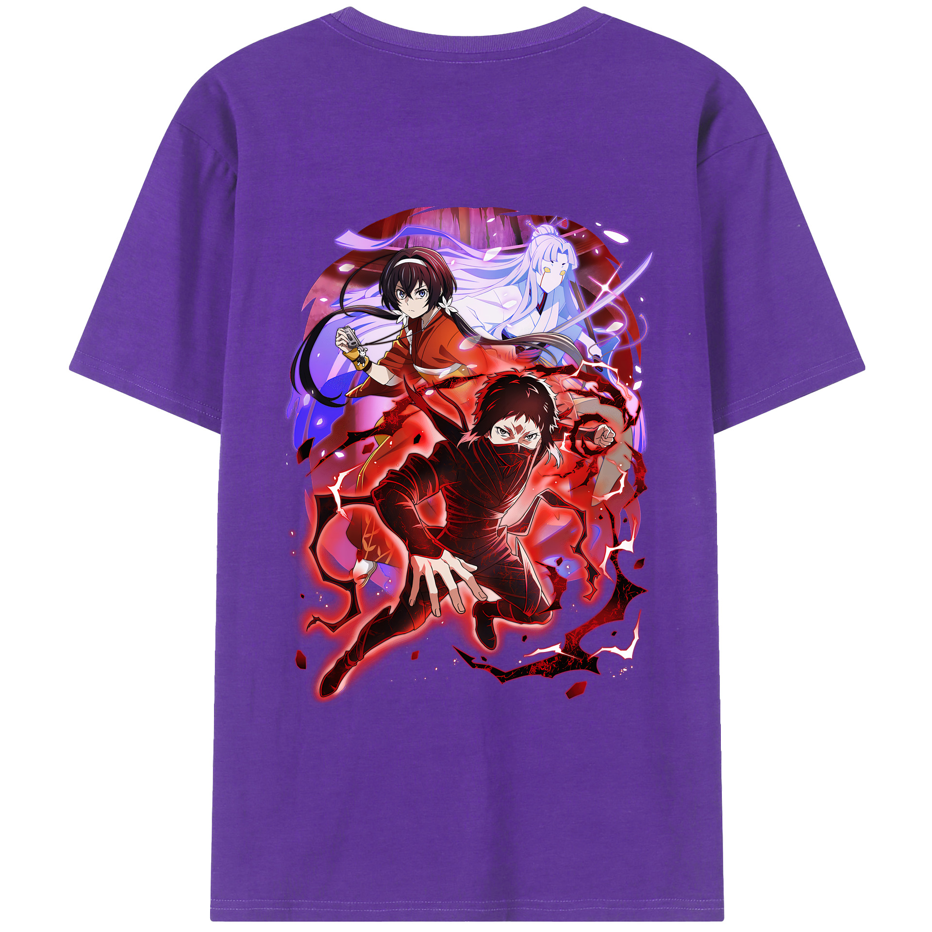 （画像用） 文豪ストレイドッグス Bungo Stray Dogs 綿100％ メンズ半袖Tシャツ（バックプリント） 通気性