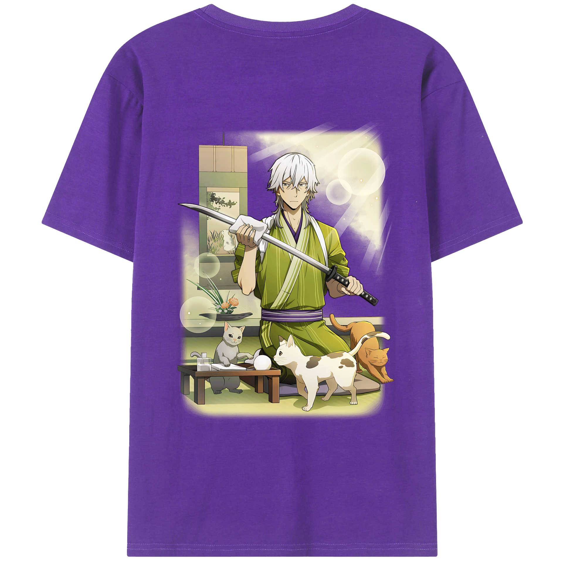 （画像用） 文豪ストレイドッグス Bungo Stray Dogs 綿100％ メンズ半袖Tシャツ（バックプリント） 通気性