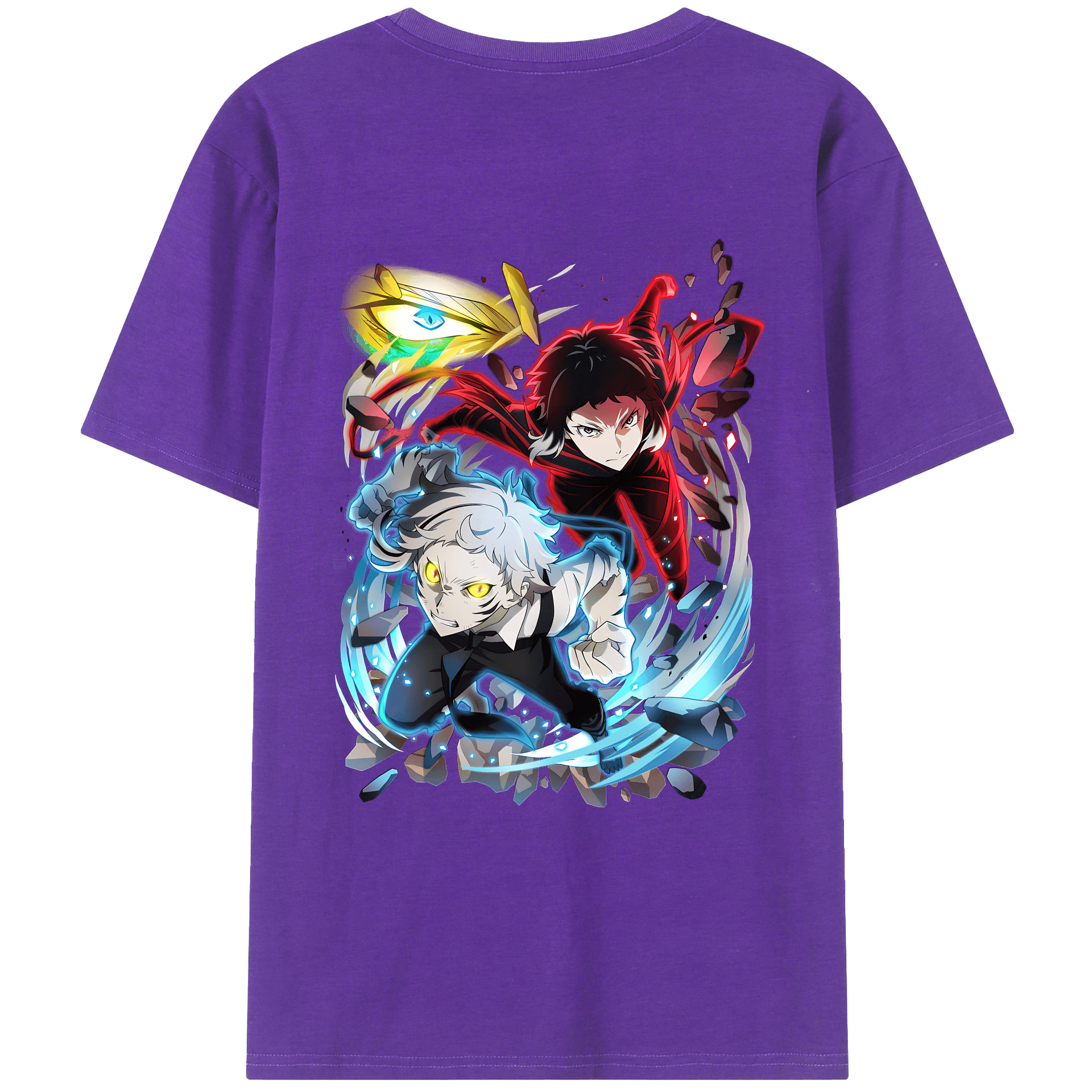 （画像用） 文豪ストレイドッグス Bungo Stray Dogs 綿100％ メンズ半袖Tシャツ（バックプリント） 通気性