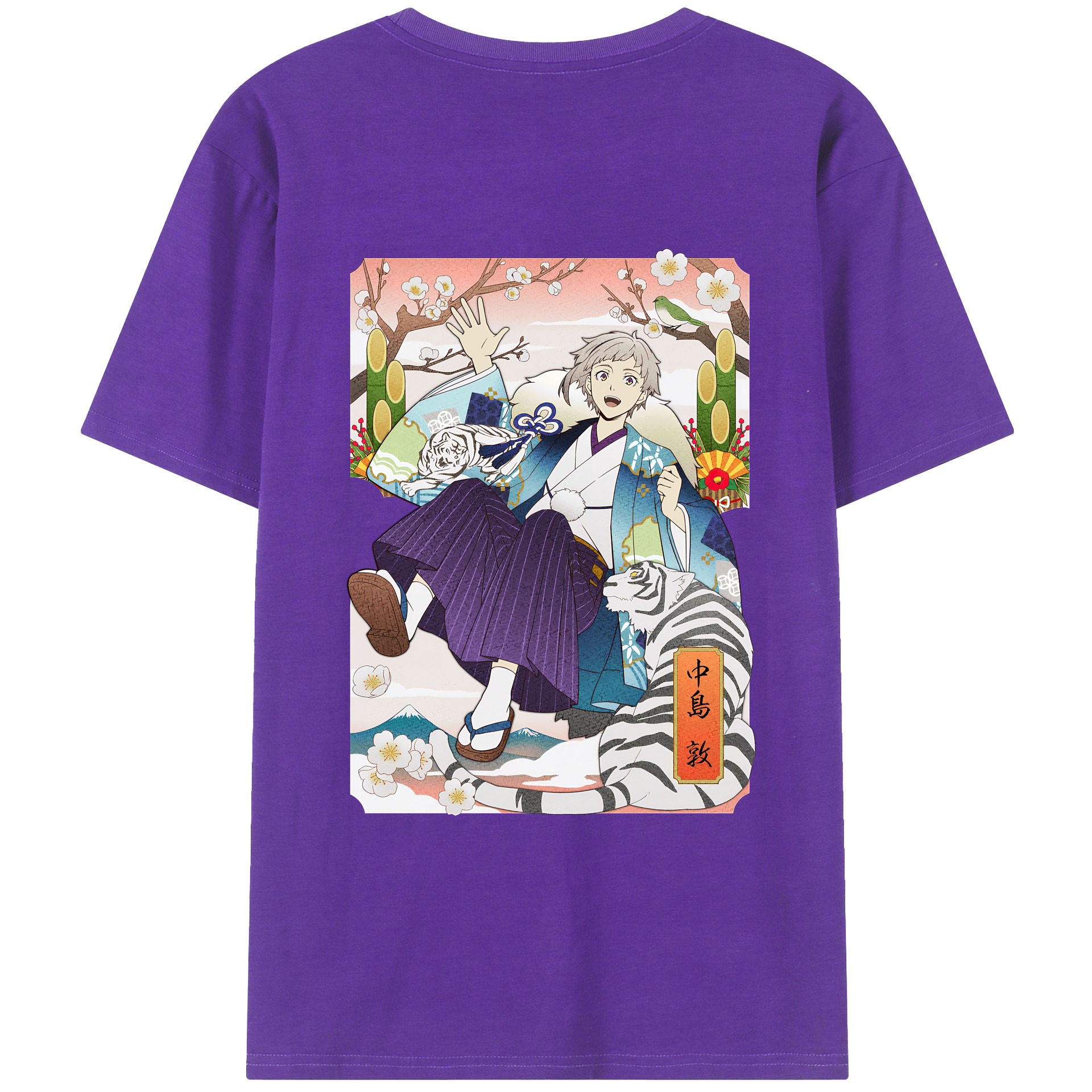 （画像用） 文豪ストレイドッグス Bungo Stray Dogs 綿100％ メンズ半袖Tシャツ（バックプリント） 通気性