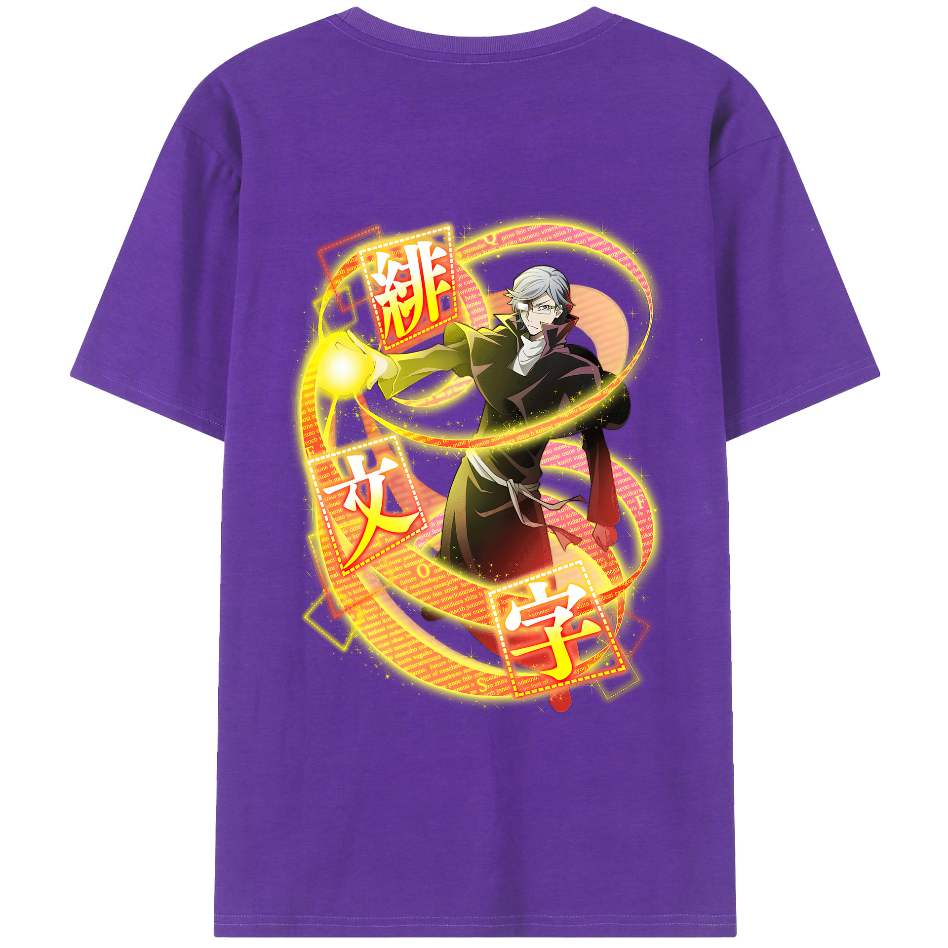 （画像用） 文豪ストレイドッグス Bungo Stray Dogs 綿100％ メンズ半袖Tシャツ（バックプリント） 通気性