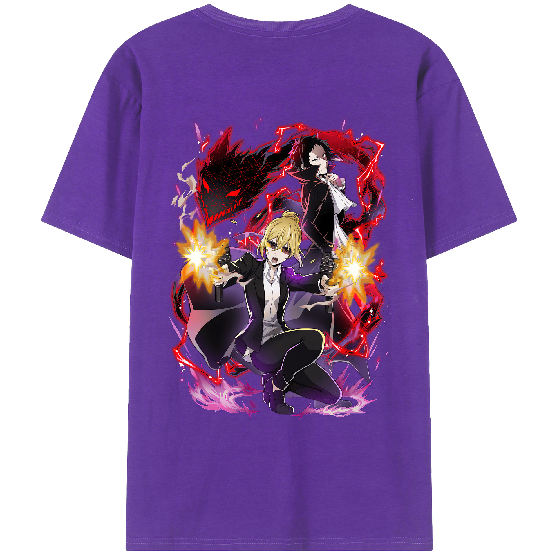 （画像用） 文豪ストレイドッグス Bungo Stray Dogs 綿100％ メンズ半袖Tシャツ（バックプリント） 通気性