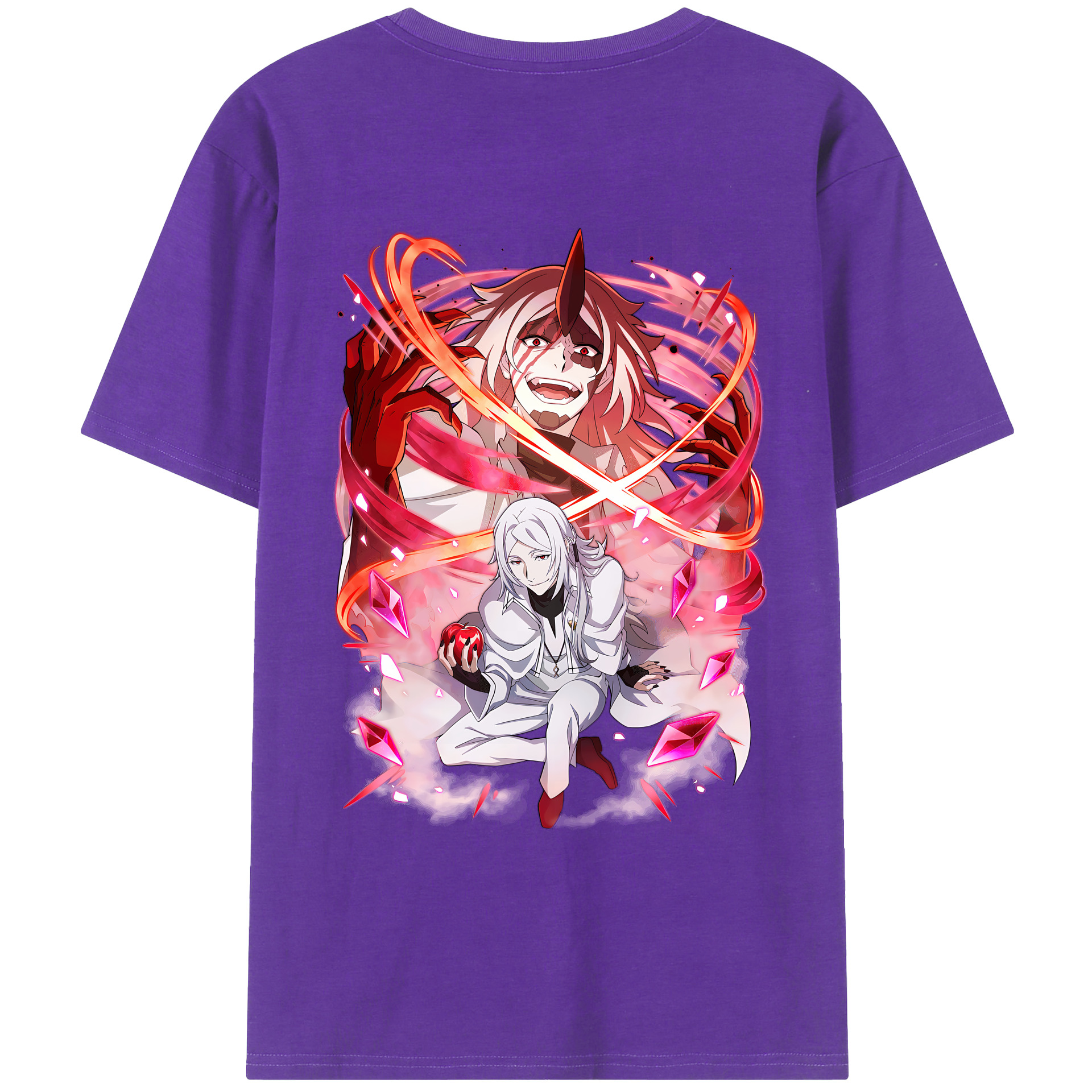 （画像用） 文豪ストレイドッグス Bungo Stray Dogs 綿100％ メンズ半袖Tシャツ（バックプリント） 通気性