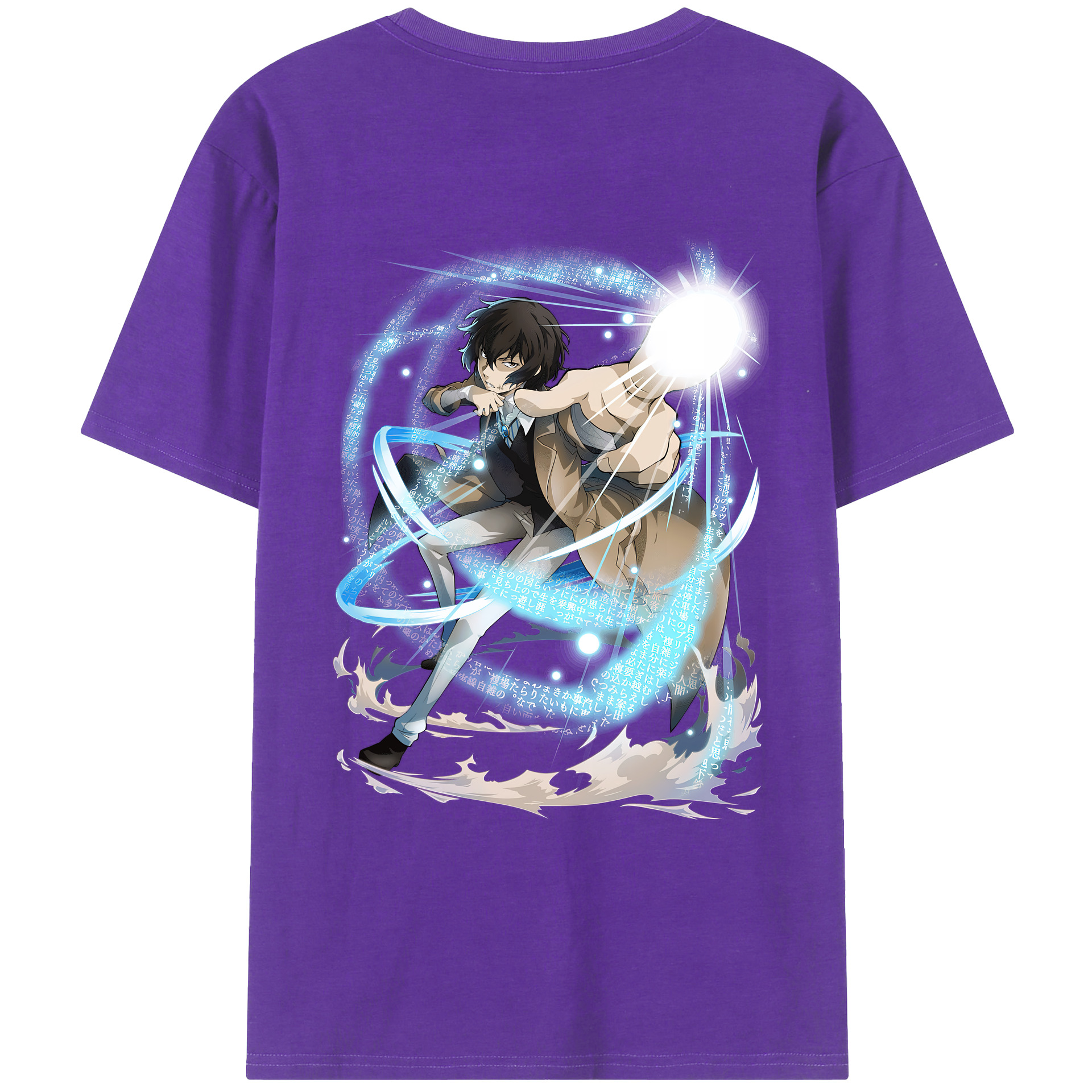 （画像用） 文豪ストレイドッグス Bungo Stray Dogs 綿100％ メンズ半袖Tシャツ（バックプリント） 通気性