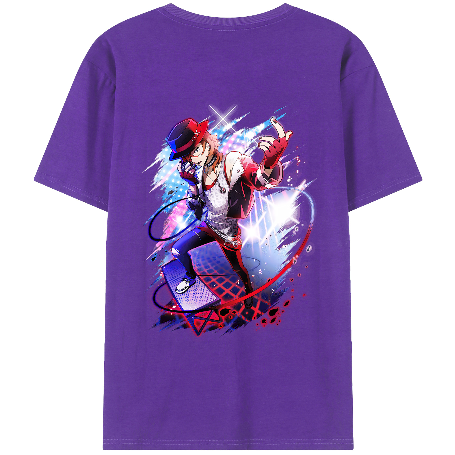 （画像用） 文豪ストレイドッグス Bungo Stray Dogs 綿100％ メンズ半袖Tシャツ（バックプリント） 通気性