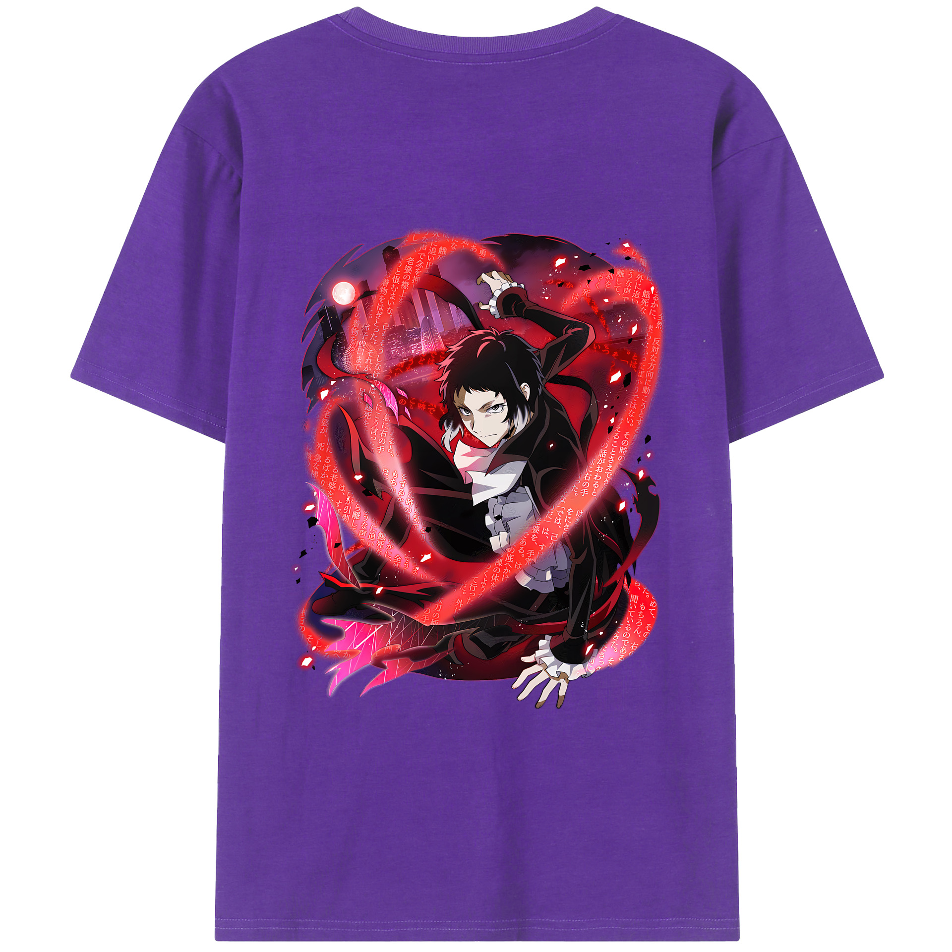 （画像用） 文豪ストレイドッグス Bungo Stray Dogs 綿100％ メンズ半袖Tシャツ（バックプリント） 通気性