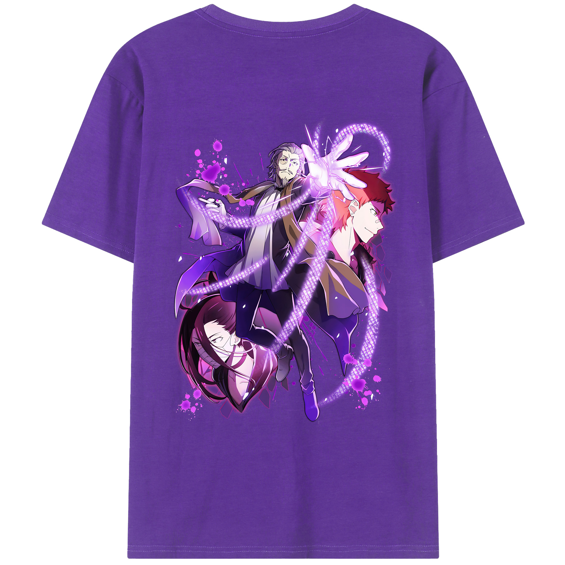 （画像用） 文豪ストレイドッグス Bungo Stray Dogs 綿100％ メンズ半袖Tシャツ（バックプリント） 通気性