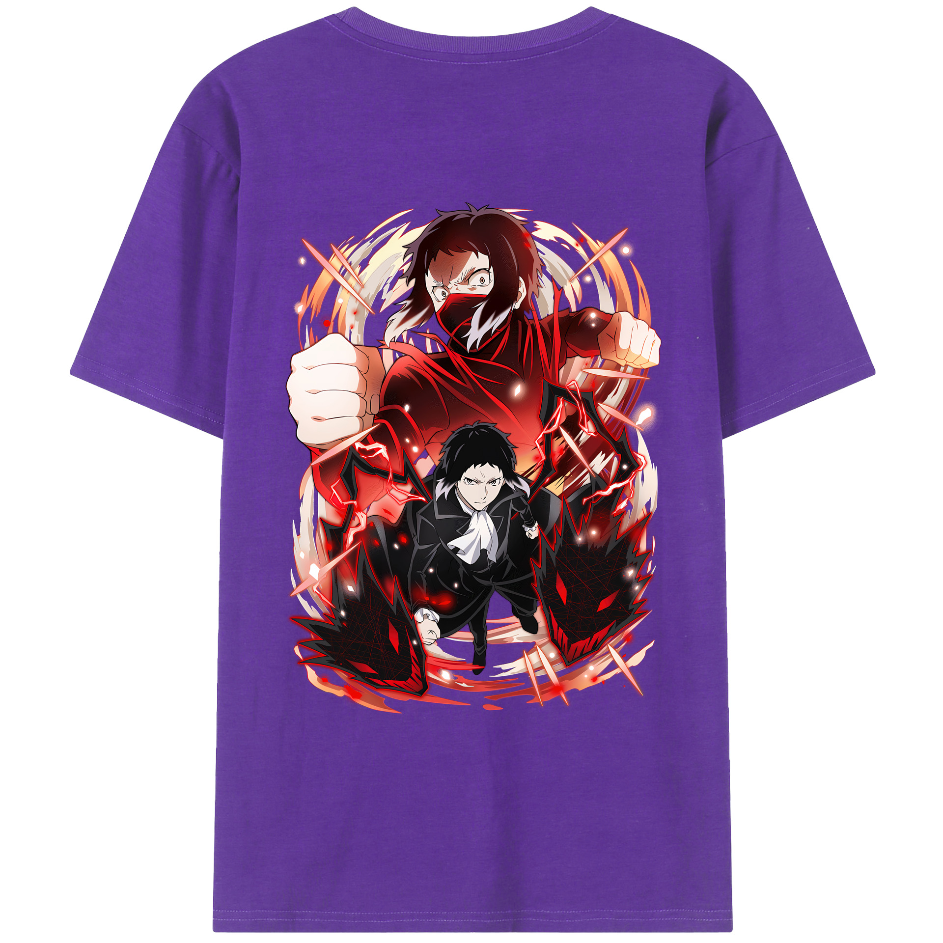 （画像用） 文豪ストレイドッグス Bungo Stray Dogs 綿100％ メンズ半袖Tシャツ（バックプリント） 通気性