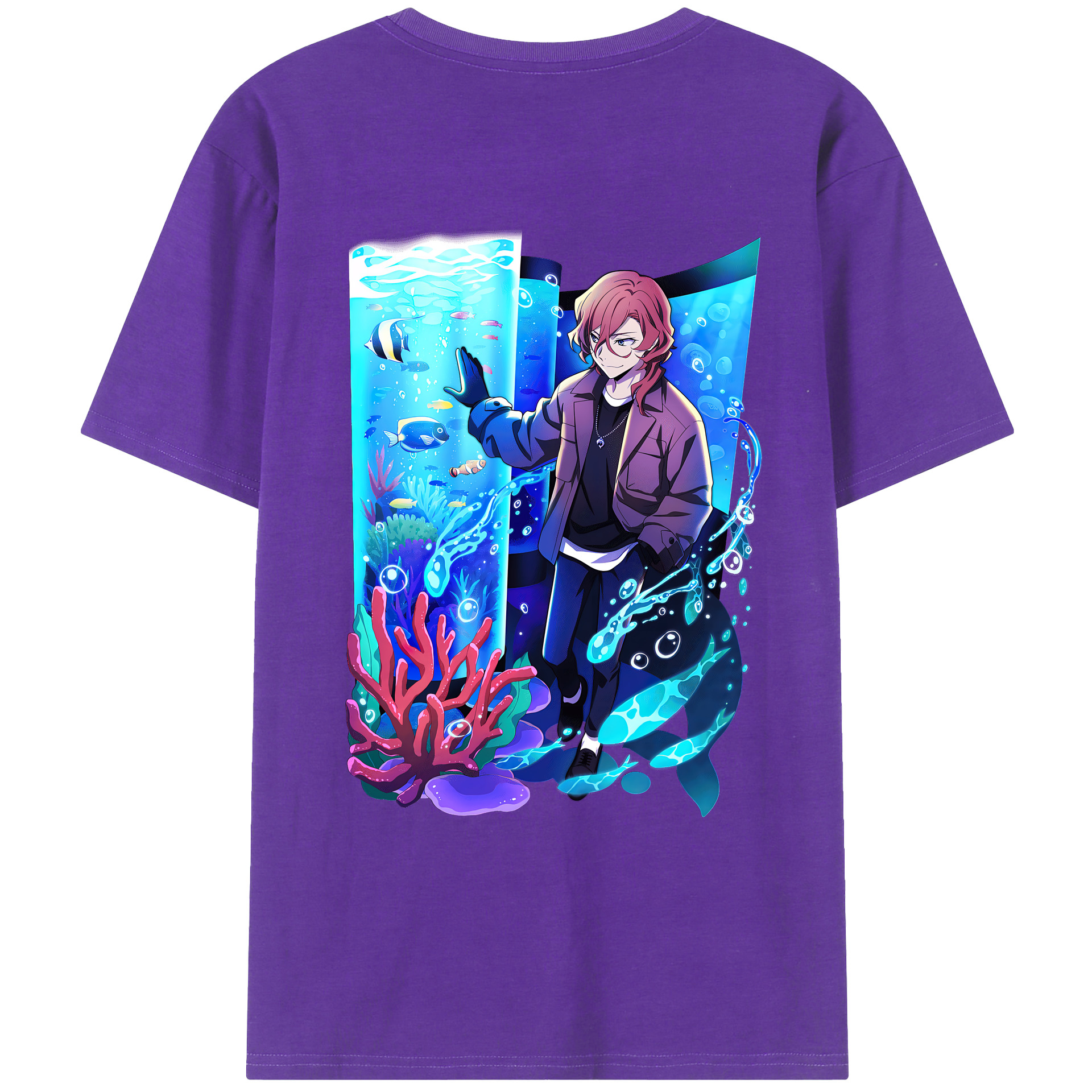 （画像用） 文豪ストレイドッグス Bungo Stray Dogs 綿100％ メンズ半袖Tシャツ（バックプリント） 通気性
