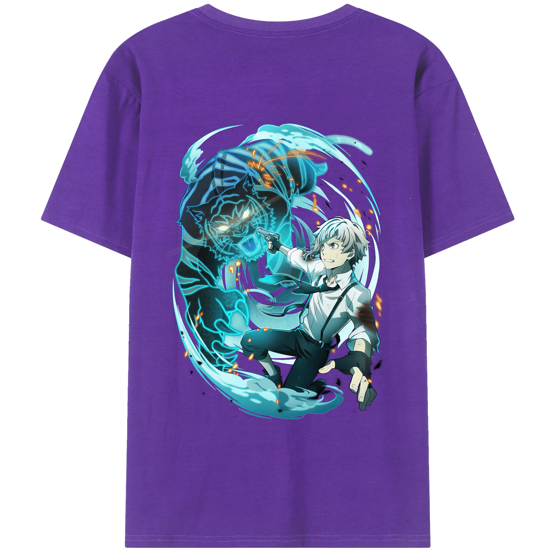 （画像用） 文豪ストレイドッグス Bungo Stray Dogs 綿100％ メンズ半袖Tシャツ（バックプリント） 通気性