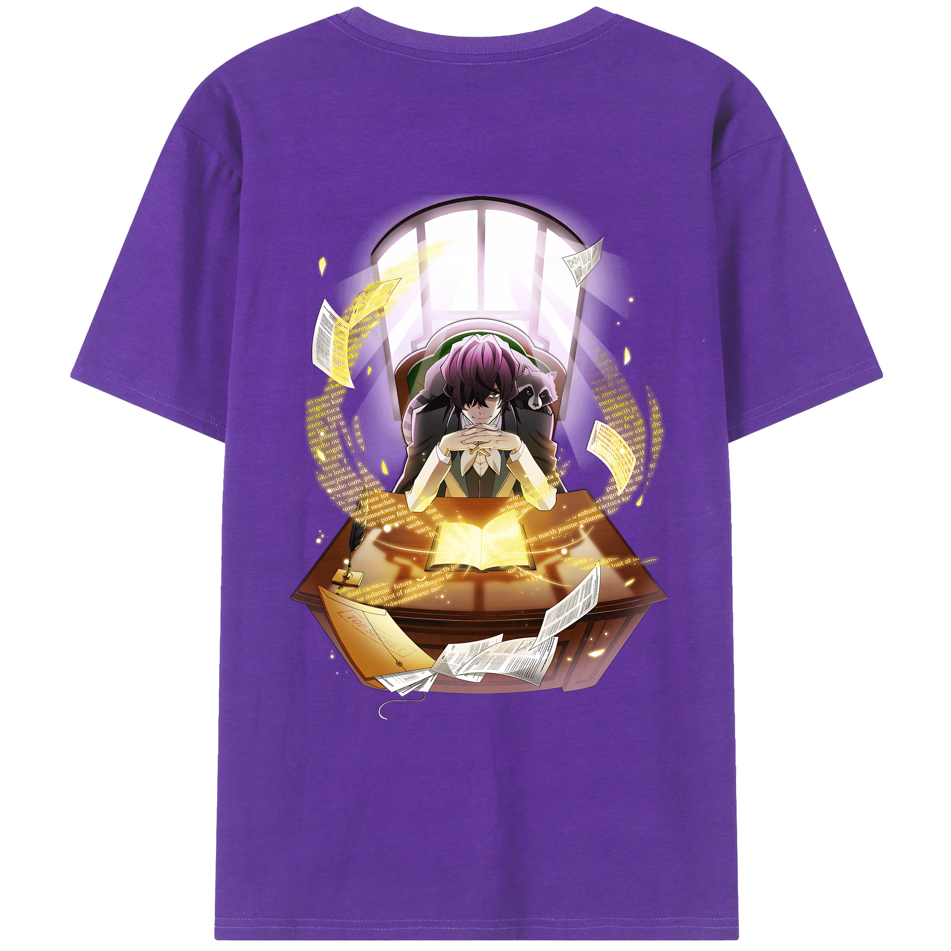 （画像用） 文豪ストレイドッグス Bungo Stray Dogs 綿100％ メンズ半袖Tシャツ（バックプリント） 通気性