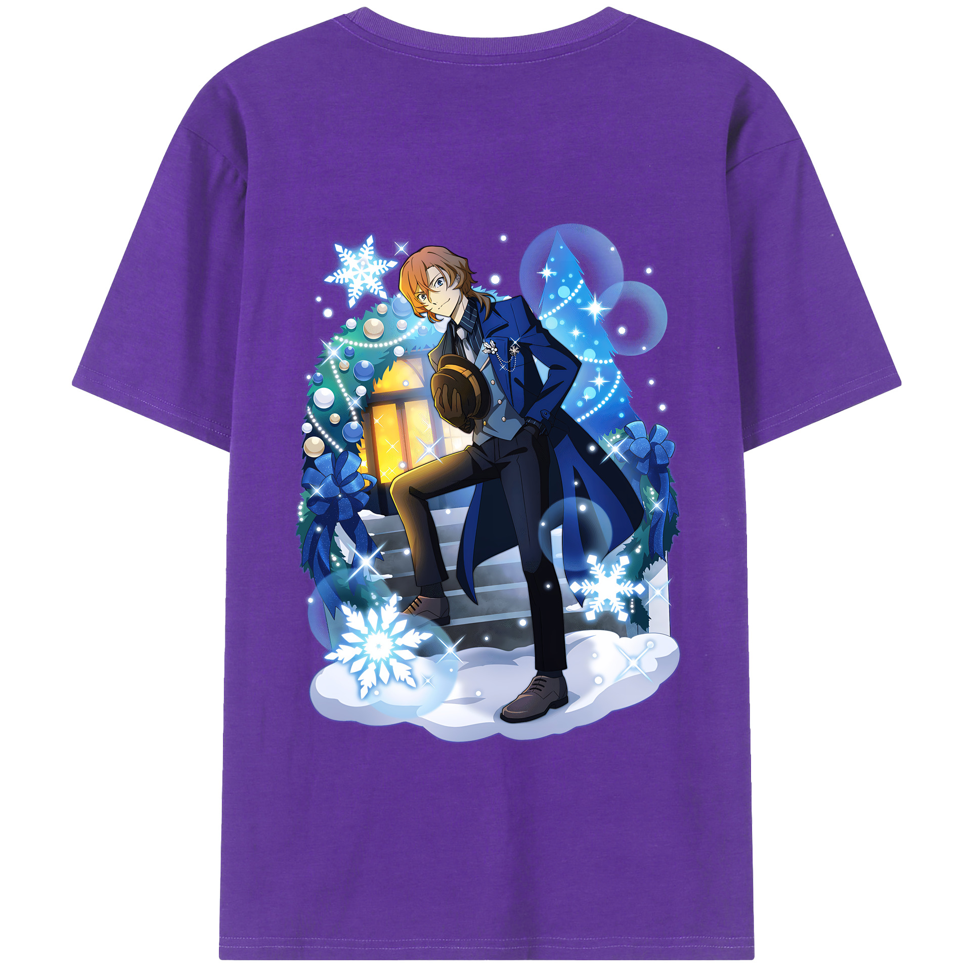 （画像用） 文豪ストレイドッグス Bungo Stray Dogs 綿100％ メンズ半袖Tシャツ（バックプリント） 通気性