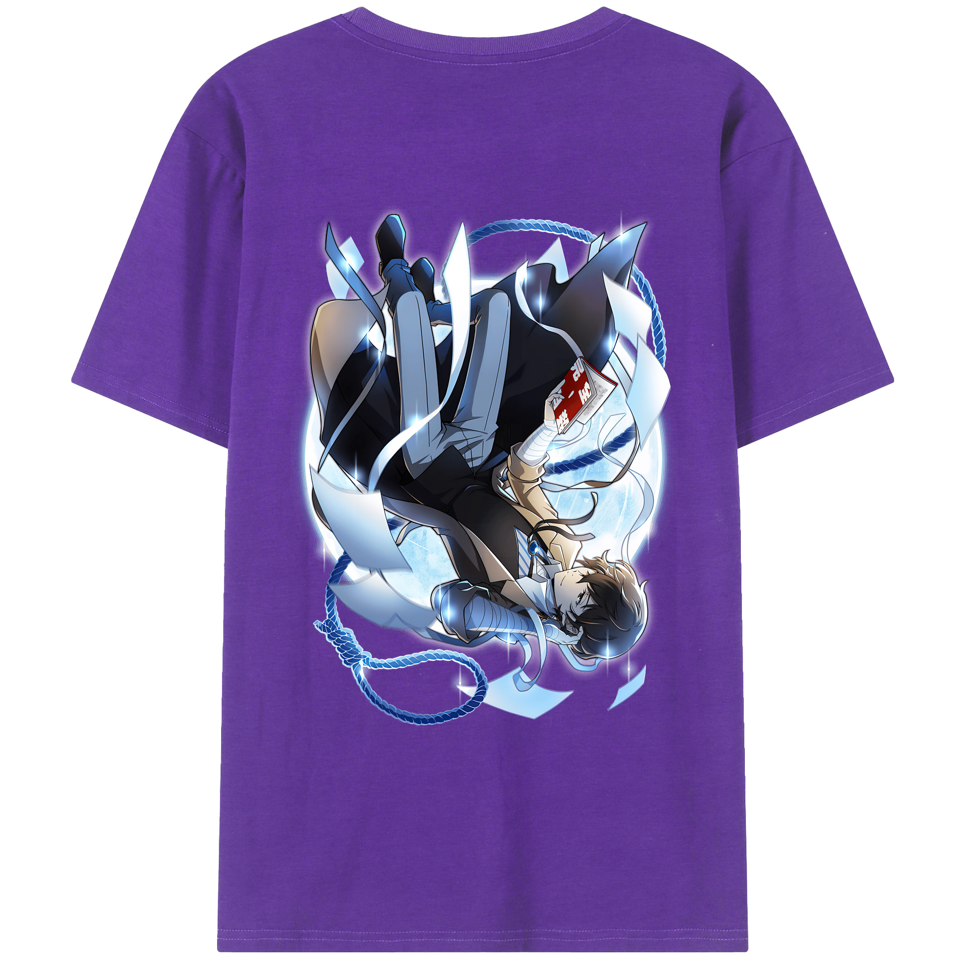 （画像用） 文豪ストレイドッグス Bungo Stray Dogs 綿100％ メンズ半袖Tシャツ（バックプリント） 通気性