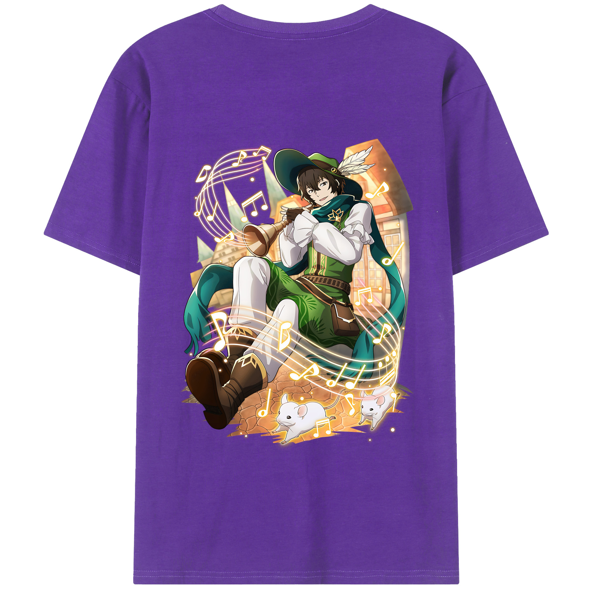 （画像用） 文豪ストレイドッグス Bungo Stray Dogs 綿100％ メンズ半袖Tシャツ（バックプリント） 通気性