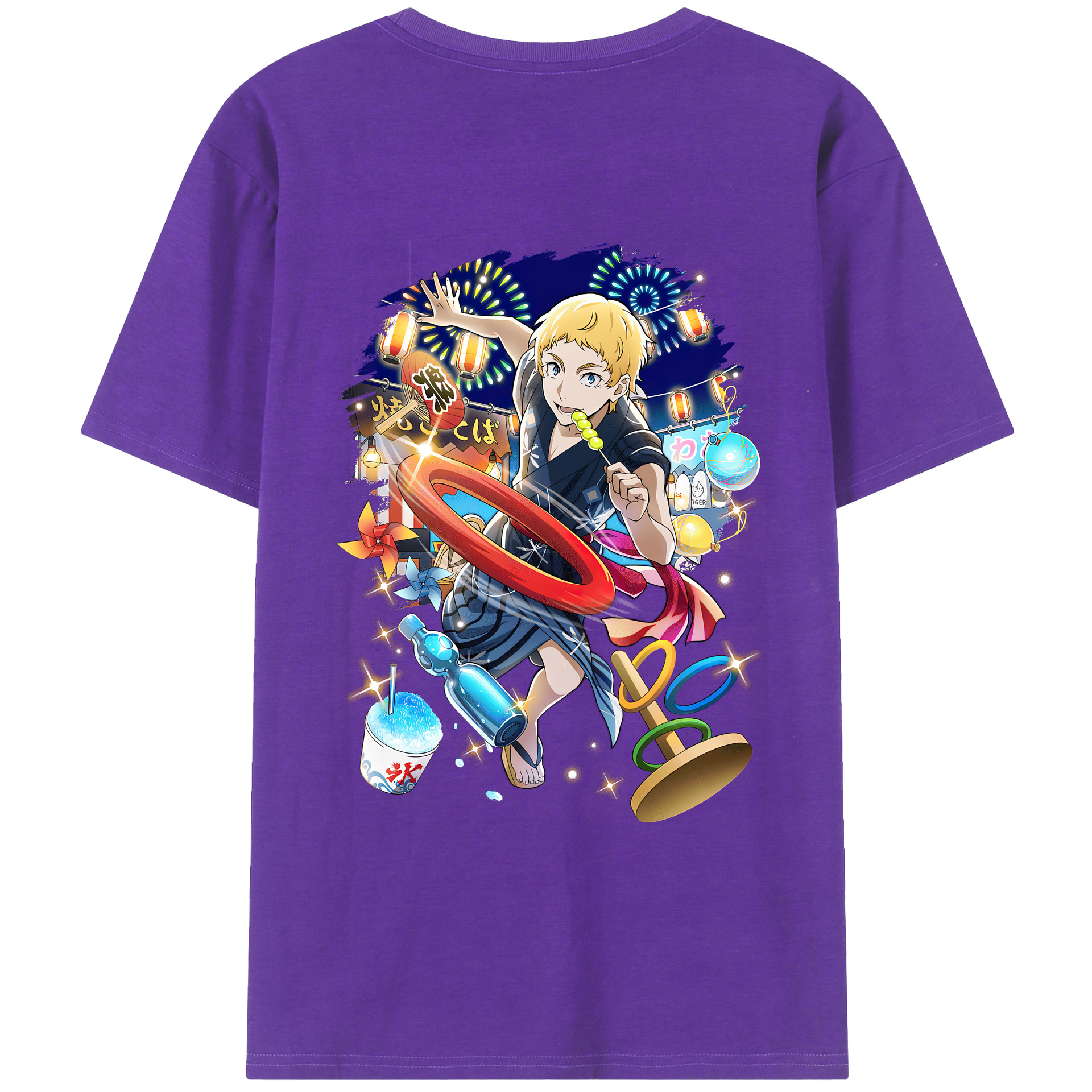 （画像用） 文豪ストレイドッグス Bungo Stray Dogs 綿100％ メンズ半袖Tシャツ（バックプリント） 通気性