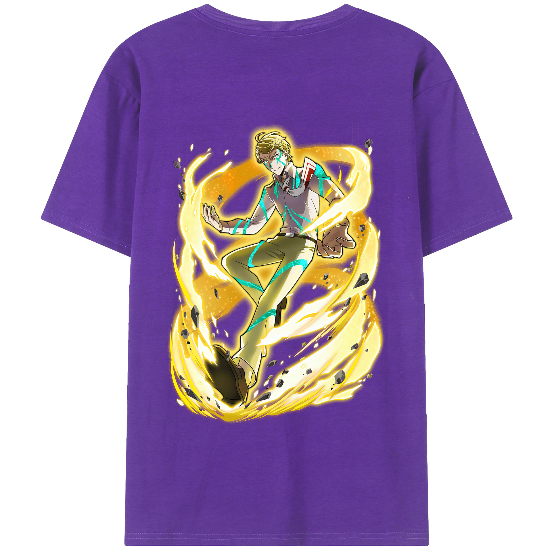 （画像用） 文豪ストレイドッグス Bungo Stray Dogs 綿100％ メンズ半袖Tシャツ（バックプリント） 通気性