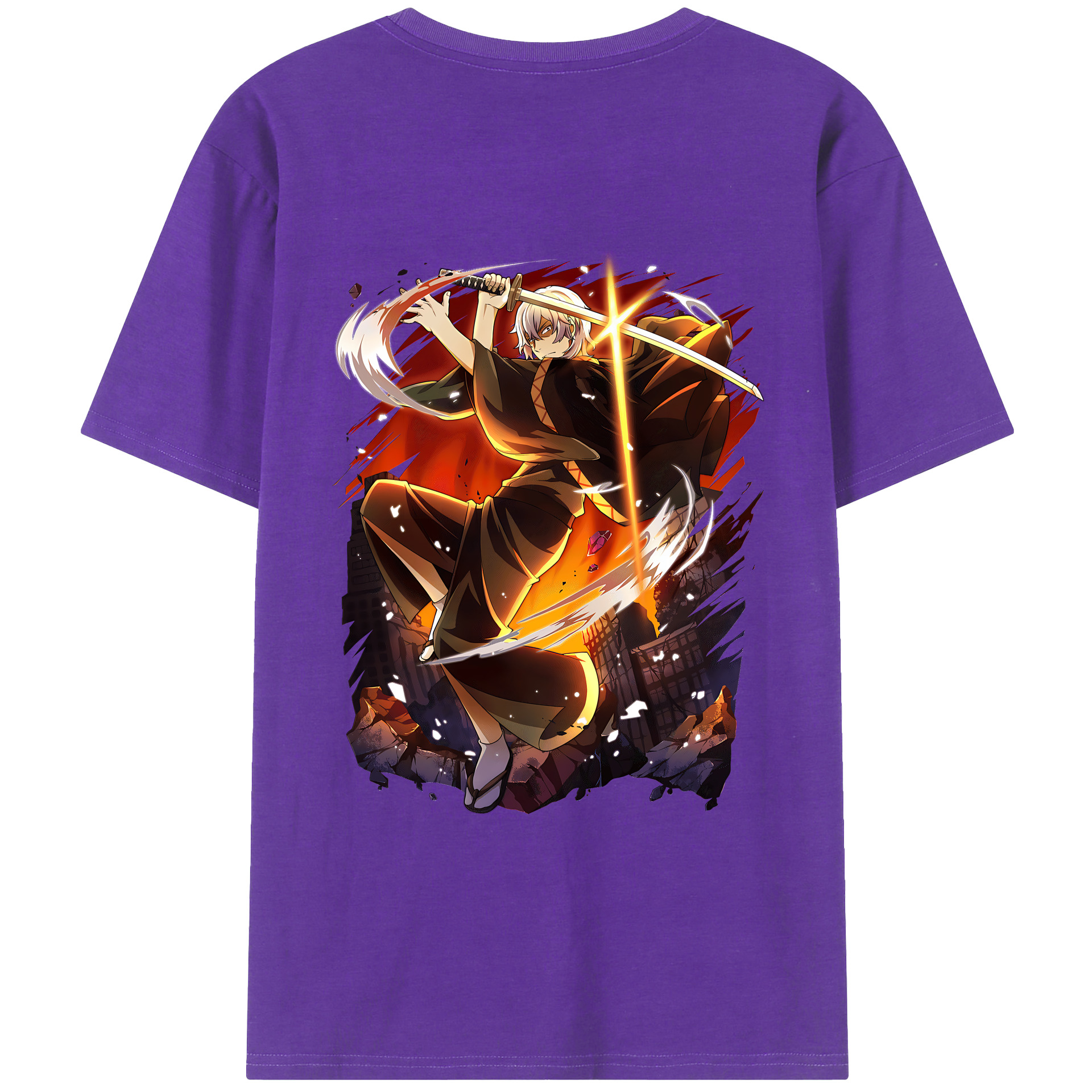 （画像用） 文豪ストレイドッグス Bungo Stray Dogs 綿100％ メンズ半袖Tシャツ（バックプリント） 通気性