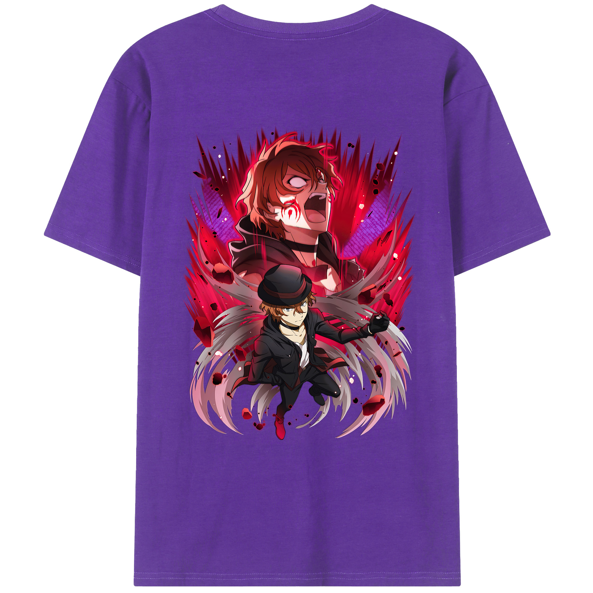 （画像用） 文豪ストレイドッグス Bungo Stray Dogs 綿100％ メンズ半袖Tシャツ（バックプリント） 通気性