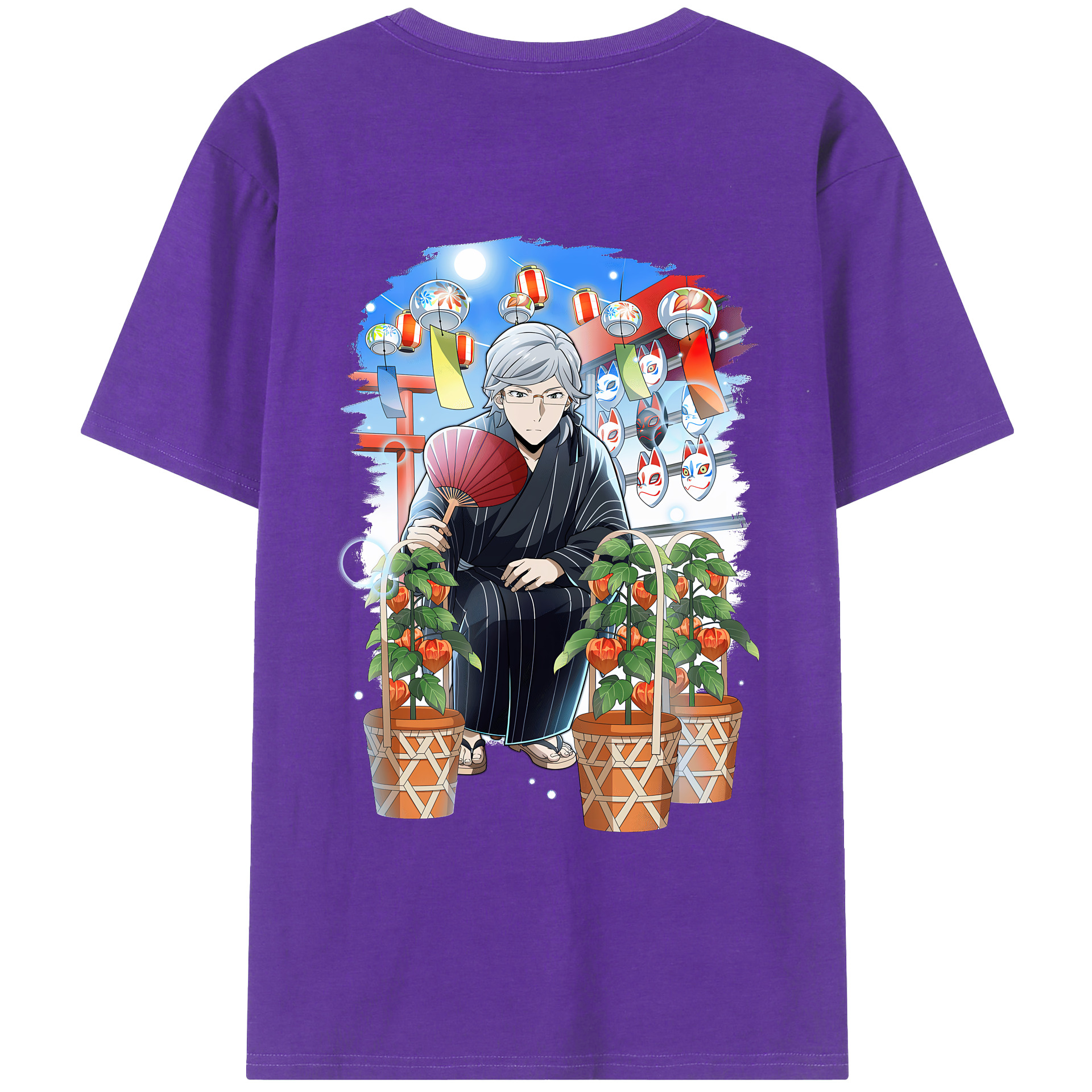 （画像用） 文豪ストレイドッグス Bungo Stray Dogs 綿100％ メンズ半袖Tシャツ（バックプリント） 通気性