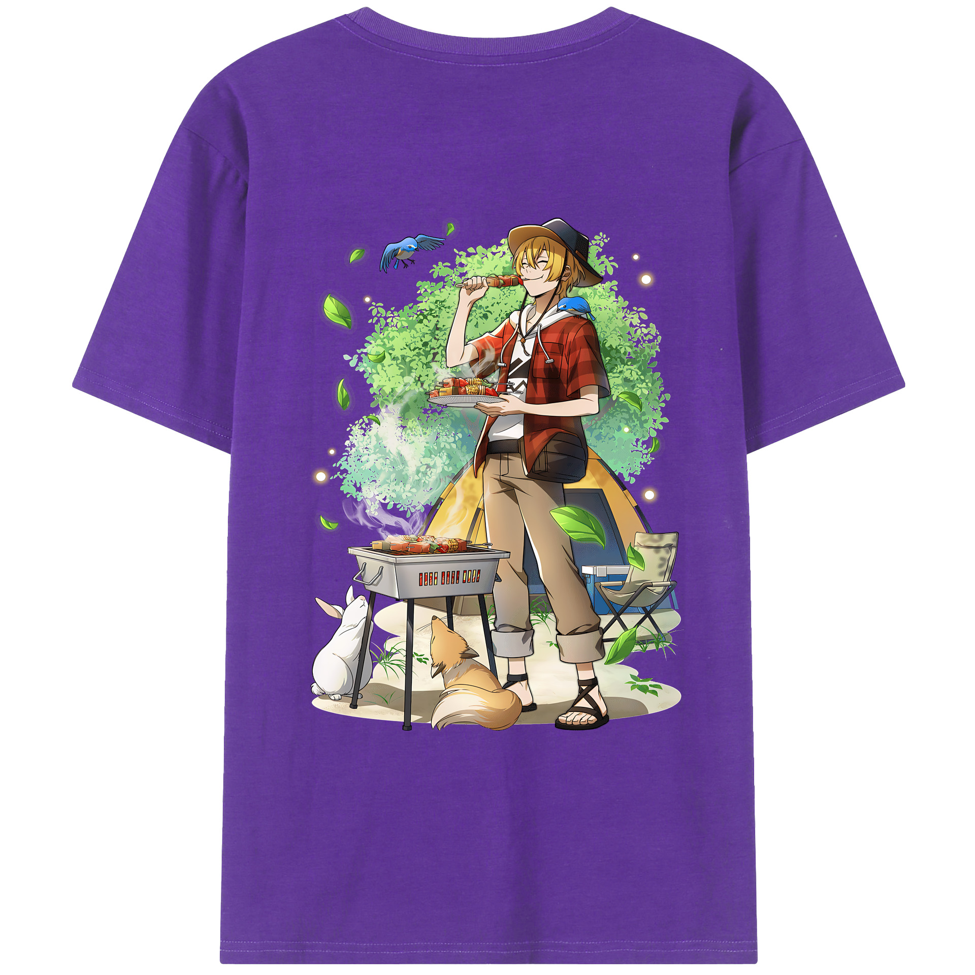 （画像用） 文豪ストレイドッグス Bungo Stray Dogs 綿100％ メンズ半袖Tシャツ（バックプリント） 通気性