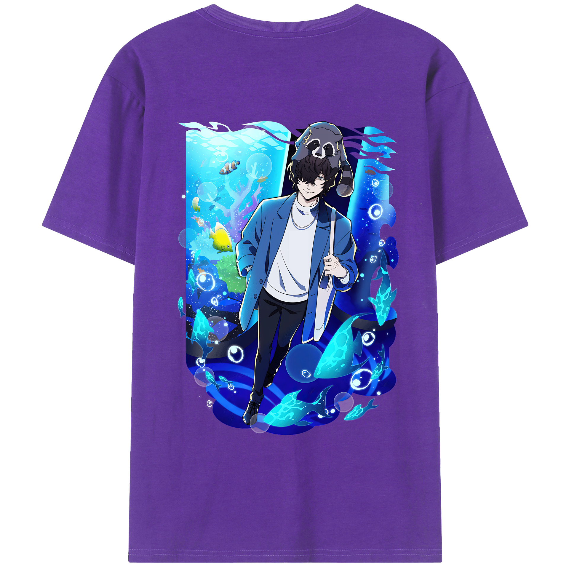 （画像用） 文豪ストレイドッグス Bungo Stray Dogs 綿100％ メンズ半袖Tシャツ（バックプリント） 通気性