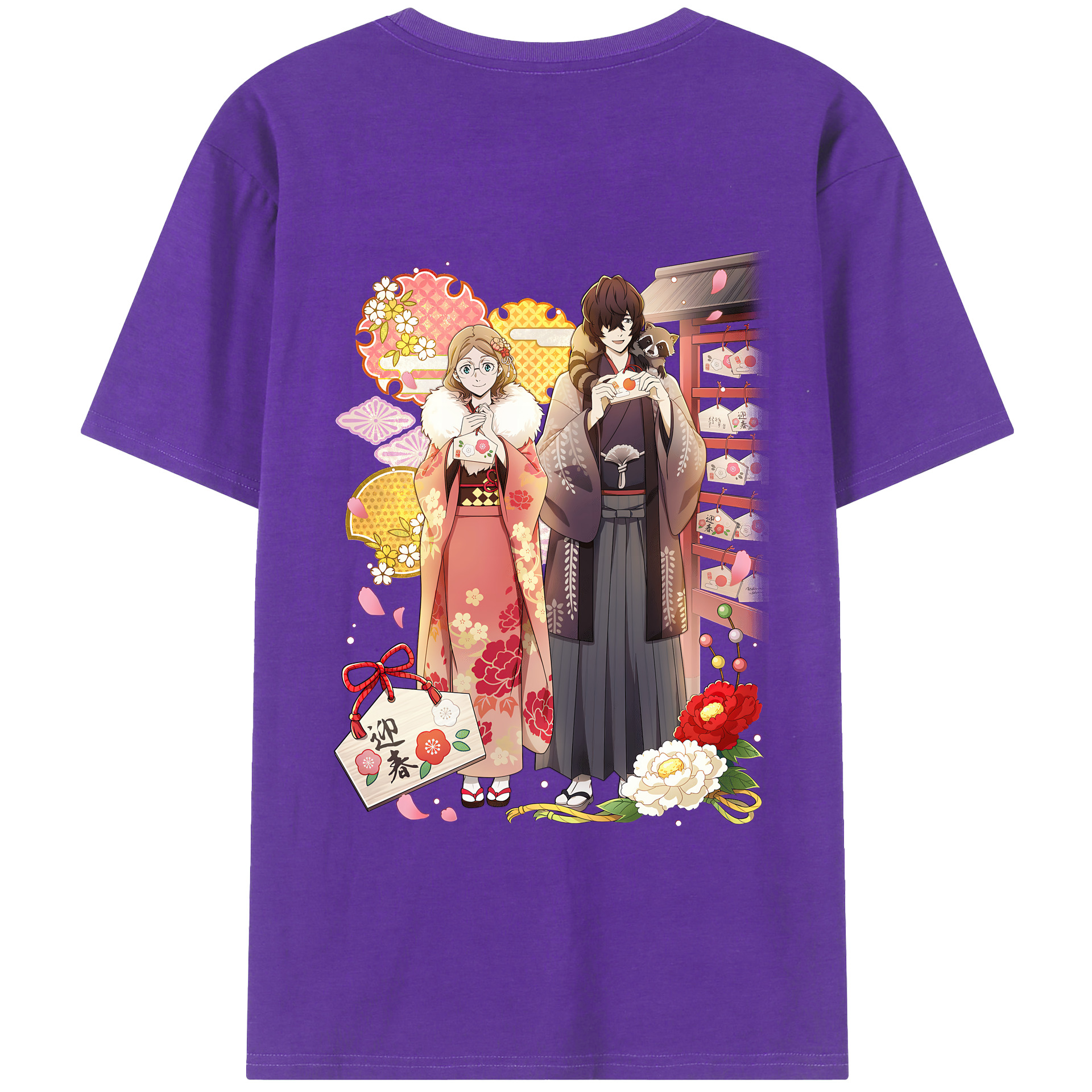 （画像用） 文豪ストレイドッグス Bungo Stray Dogs 綿100％ メンズ半袖Tシャツ（バックプリント） 通気性