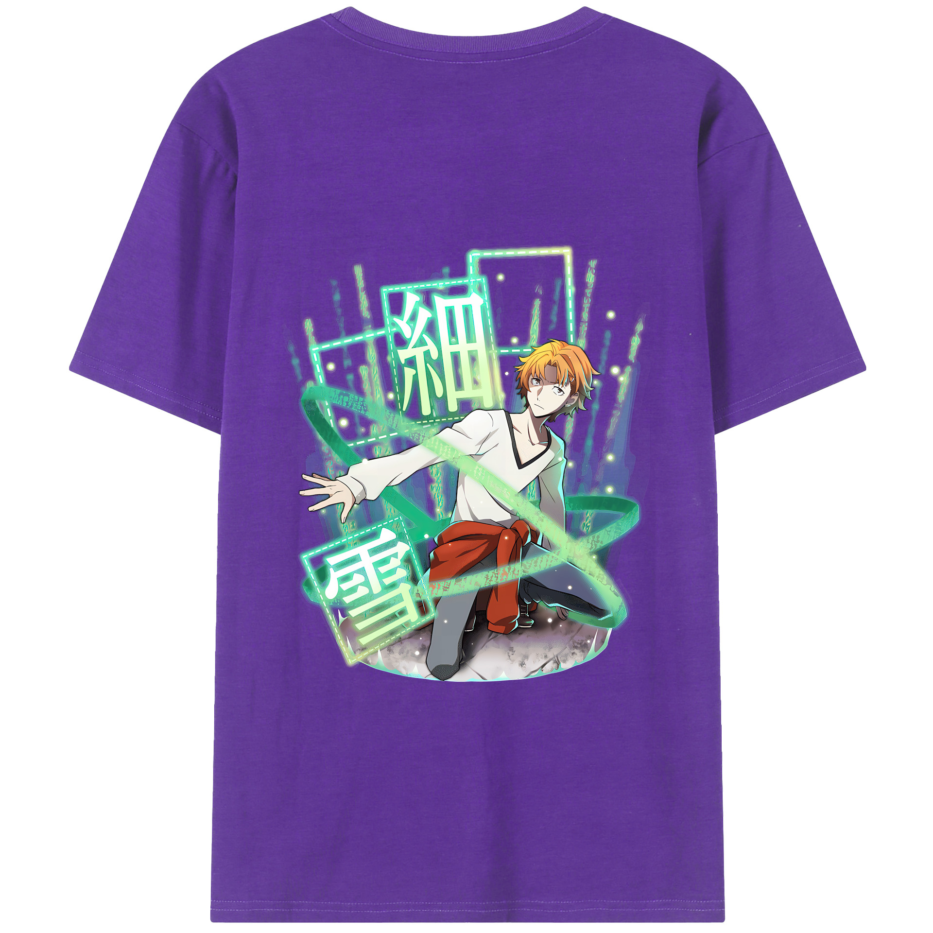 （画像用） 文豪ストレイドッグス Bungo Stray Dogs 綿100％ メンズ半袖Tシャツ（バックプリント） 通気性