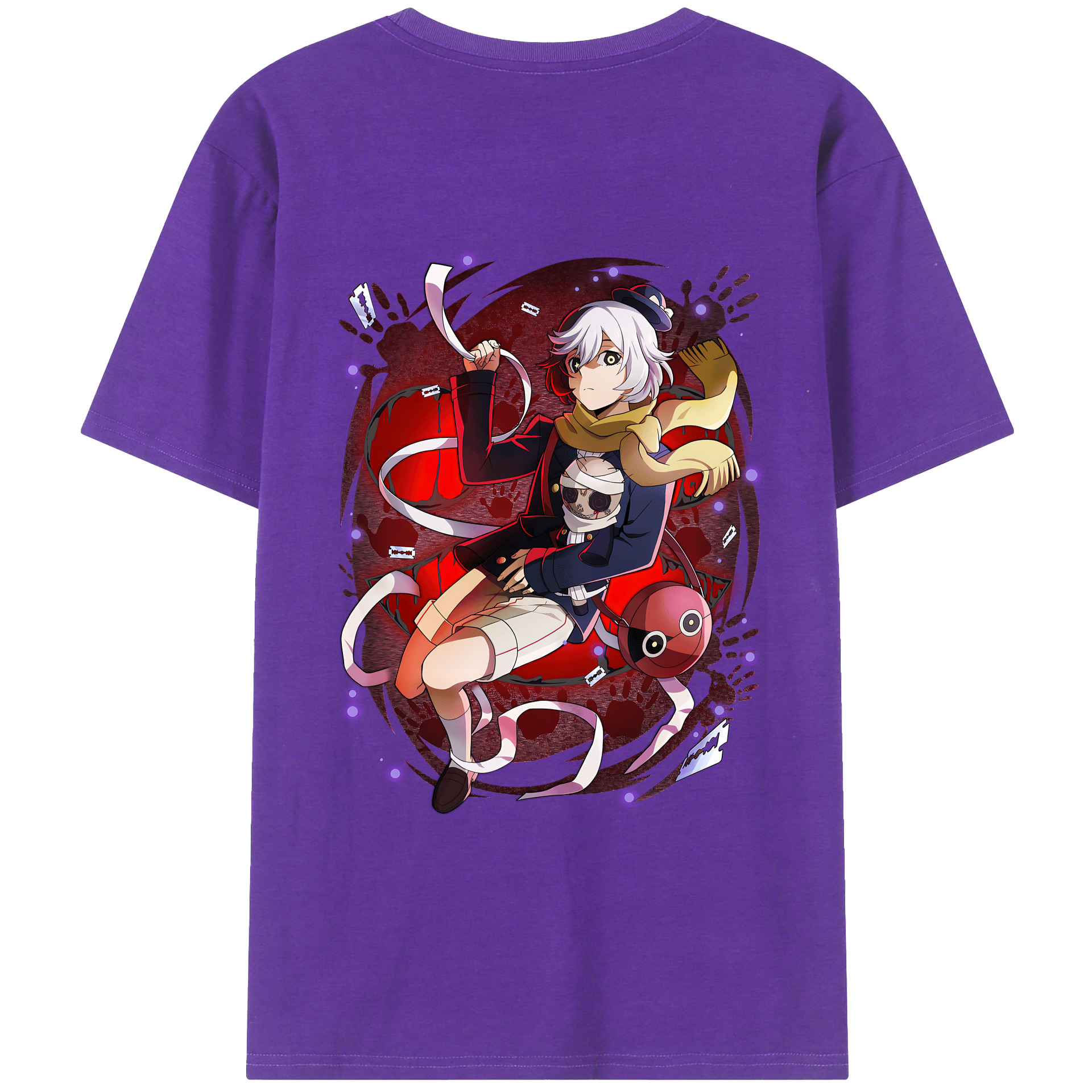 （画像用） 文豪ストレイドッグス Bungo Stray Dogs 綿100％ メンズ半袖Tシャツ（バックプリント） 通気性
