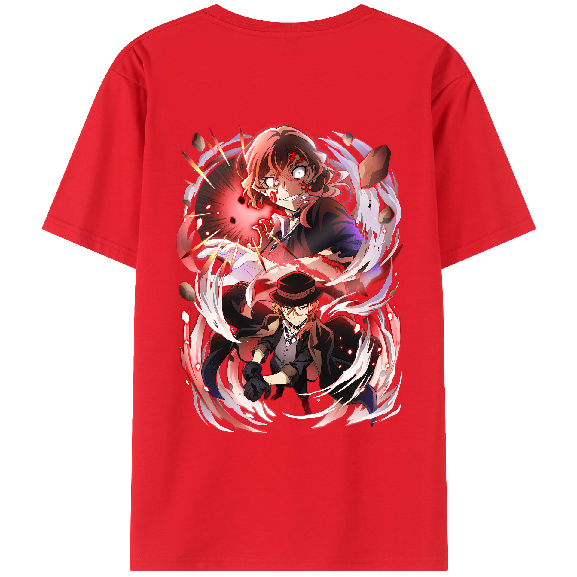 （画像用） 文豪ストレイドッグス Bungo Stray Dogs 綿100％ メンズ半袖Tシャツ（バックプリント） 通気性