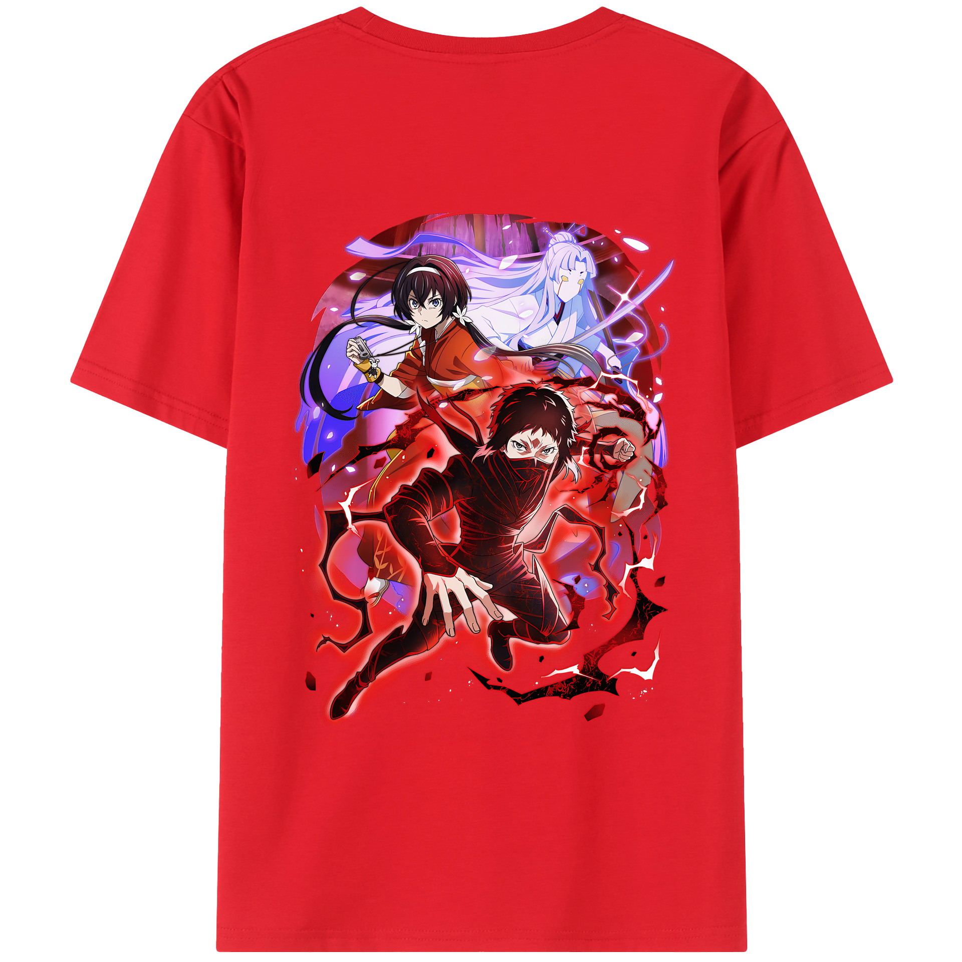 （画像用） 文豪ストレイドッグス Bungo Stray Dogs 綿100％ メンズ半袖Tシャツ（バックプリント） 通気性