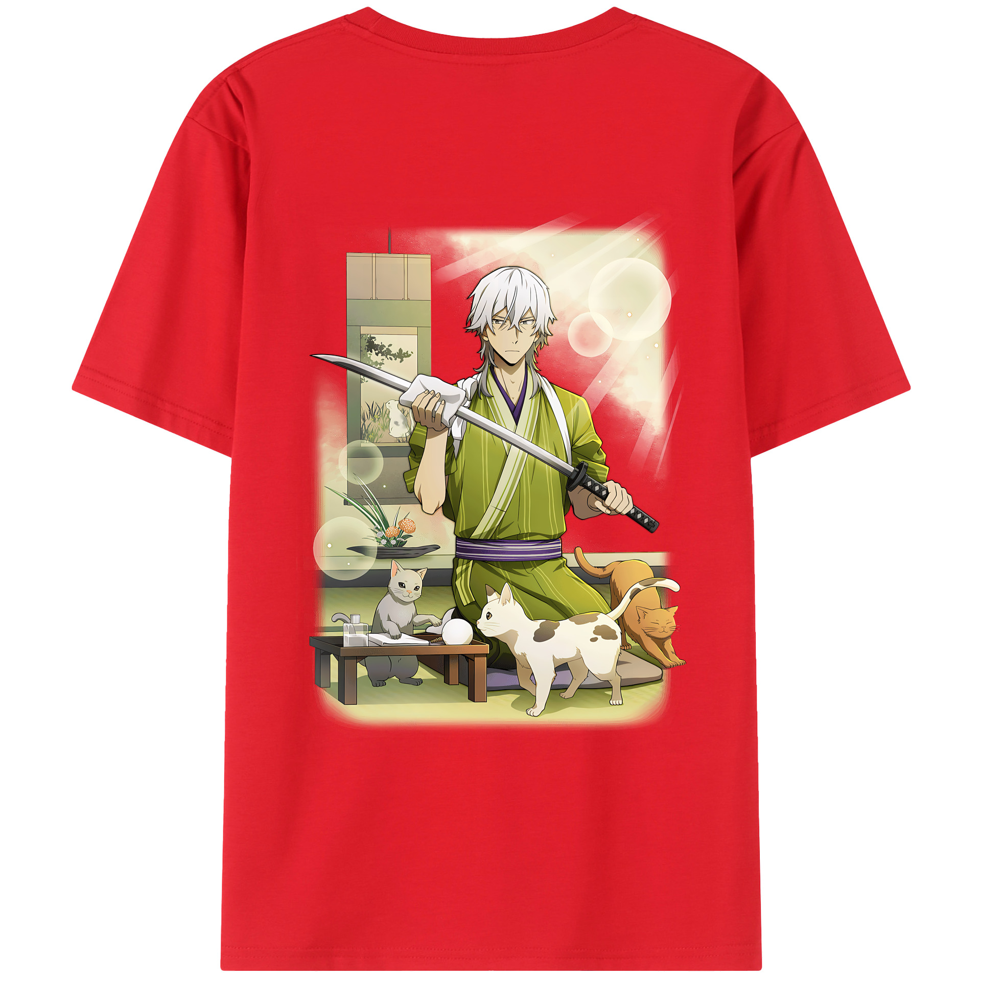 （画像用） 文豪ストレイドッグス Bungo Stray Dogs 綿100％ メンズ半袖Tシャツ（バックプリント） 通気性