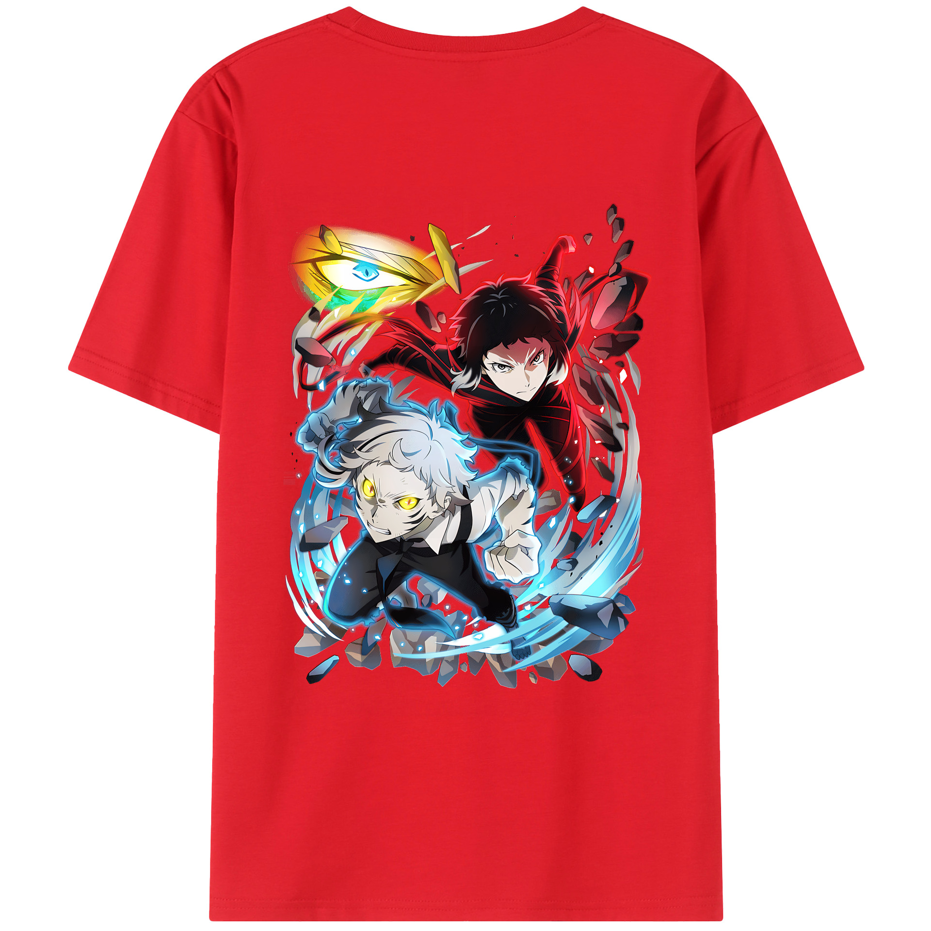 （画像用） 文豪ストレイドッグス Bungo Stray Dogs 綿100％ メンズ半袖Tシャツ（バックプリント） 通気性