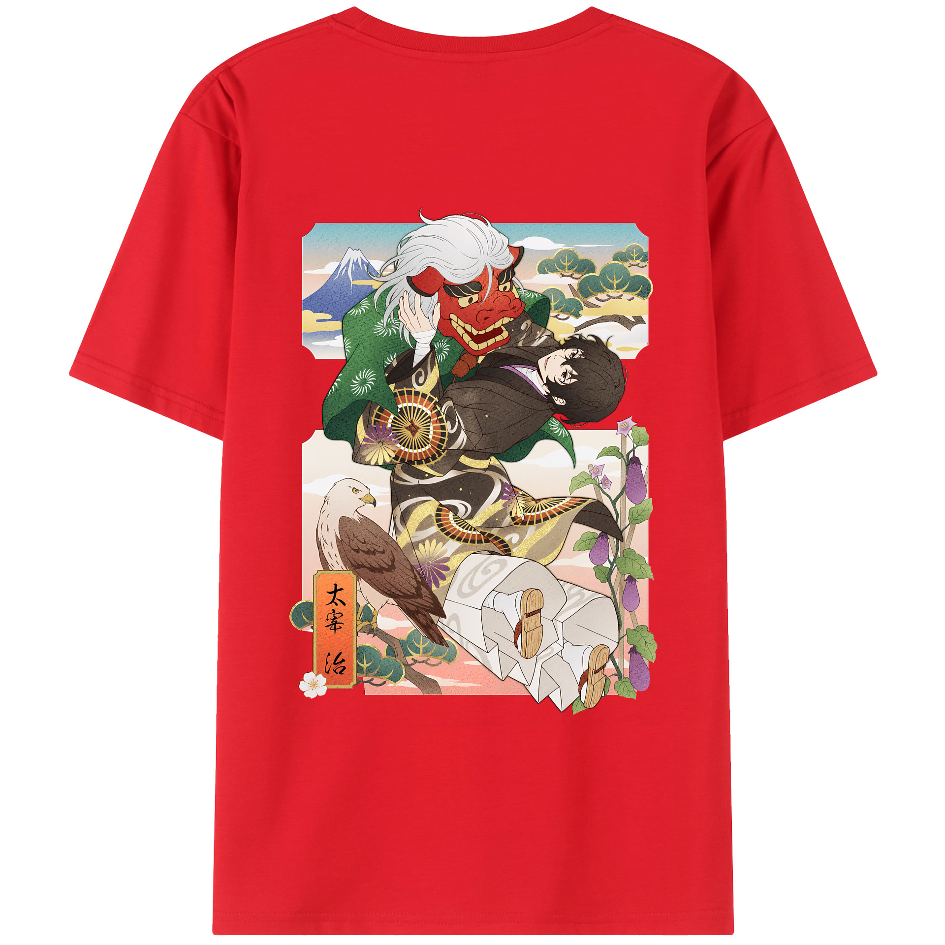 （画像用） 文豪ストレイドッグス Bungo Stray Dogs 綿100％ メンズ半袖Tシャツ（バックプリント） 通気性