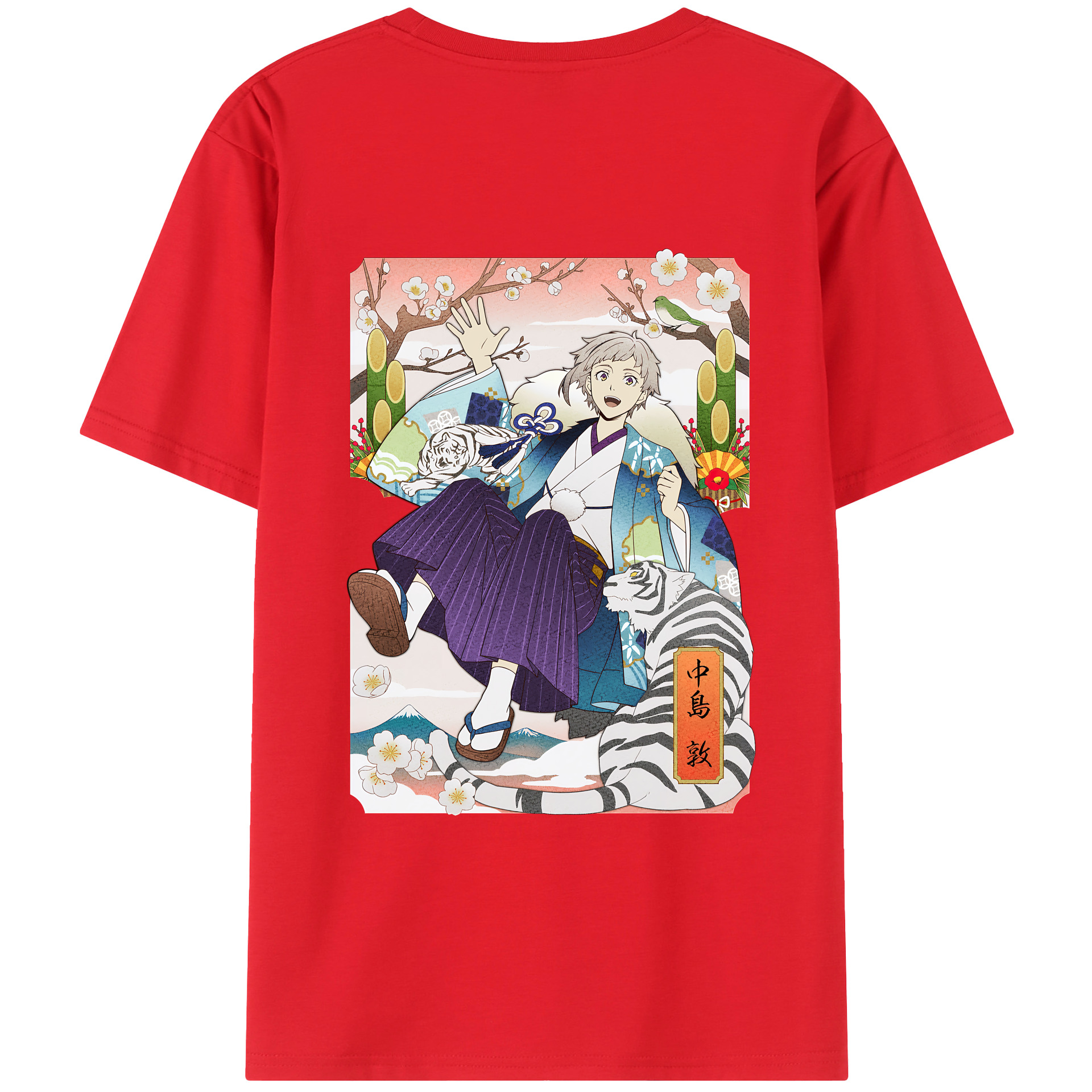 （画像用） 文豪ストレイドッグス Bungo Stray Dogs 綿100％ メンズ半袖Tシャツ（バックプリント） 通気性