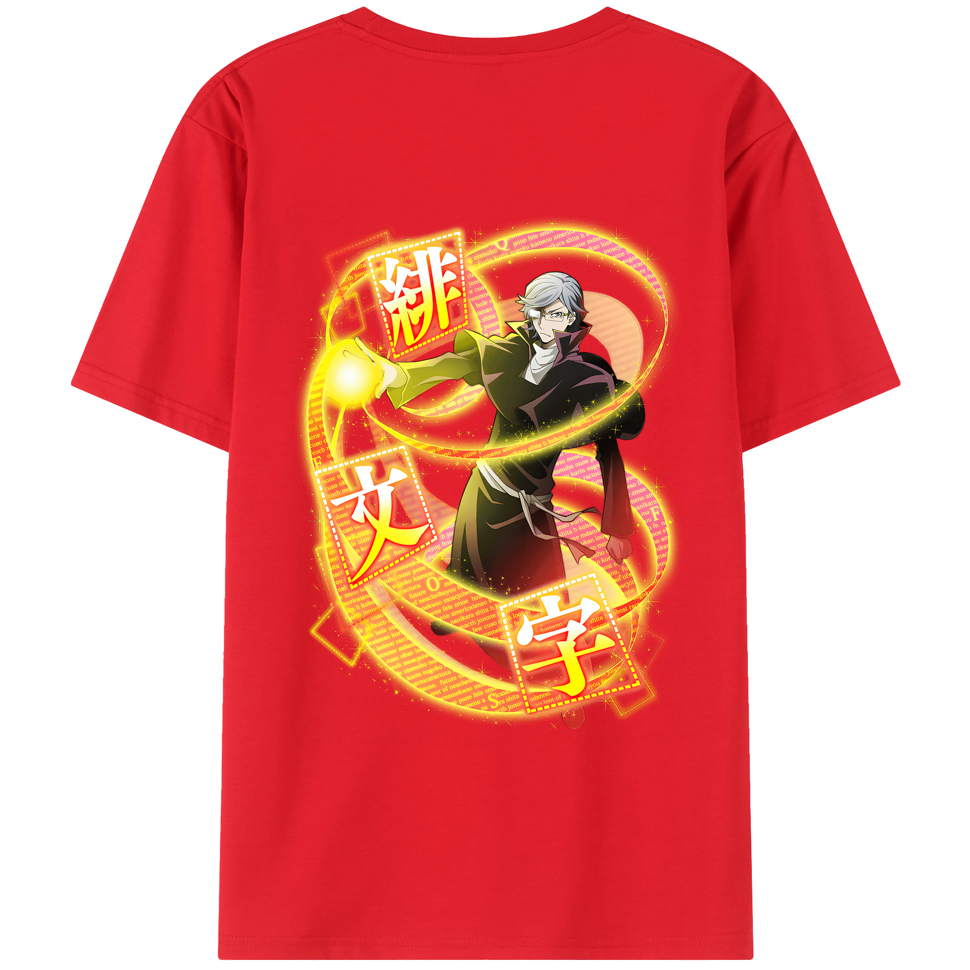 （画像用） 文豪ストレイドッグス Bungo Stray Dogs 綿100％ メンズ半袖Tシャツ（バックプリント） 通気性