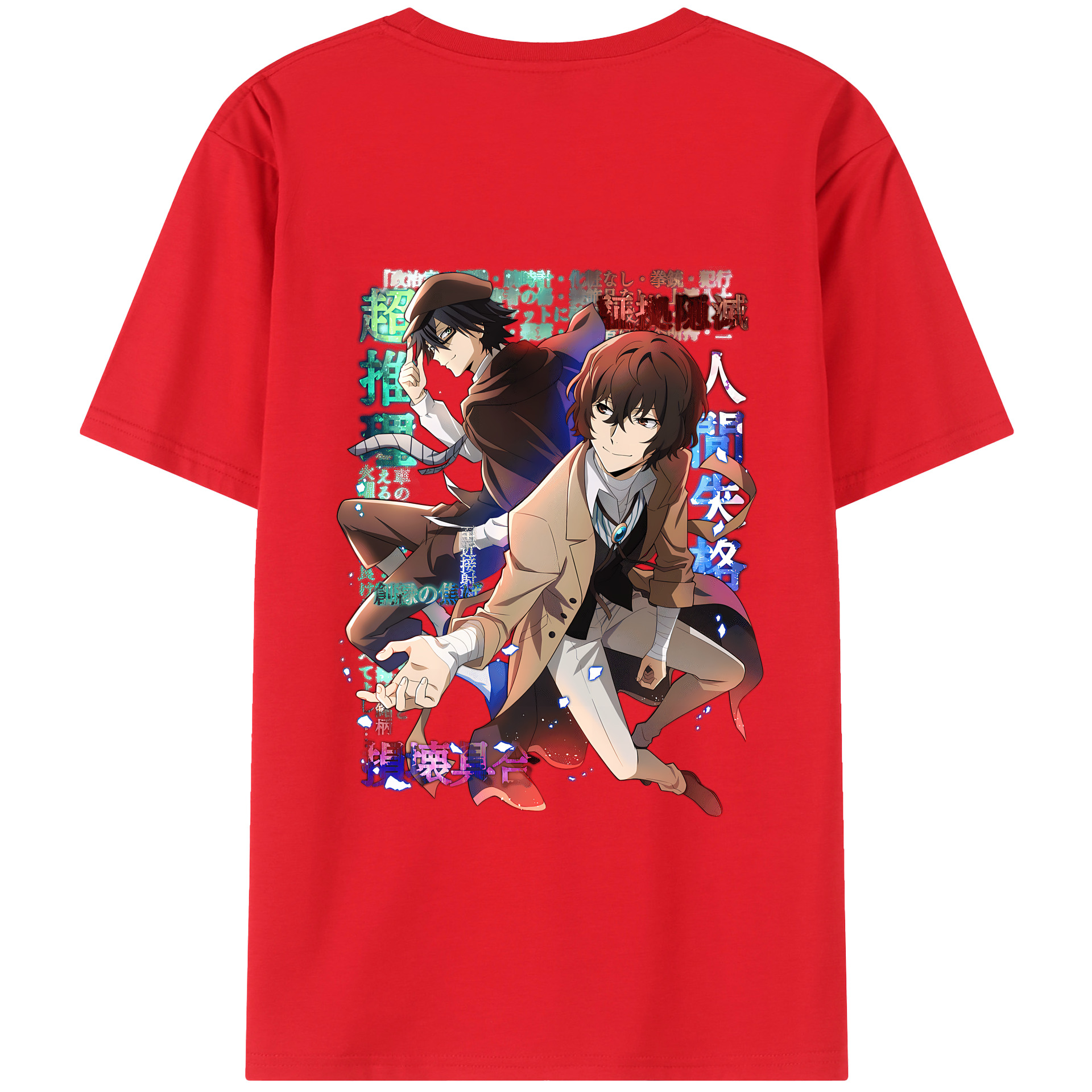 （画像用） 文豪ストレイドッグス Bungo Stray Dogs 綿100％ メンズ半袖Tシャツ（バックプリント） 通気性