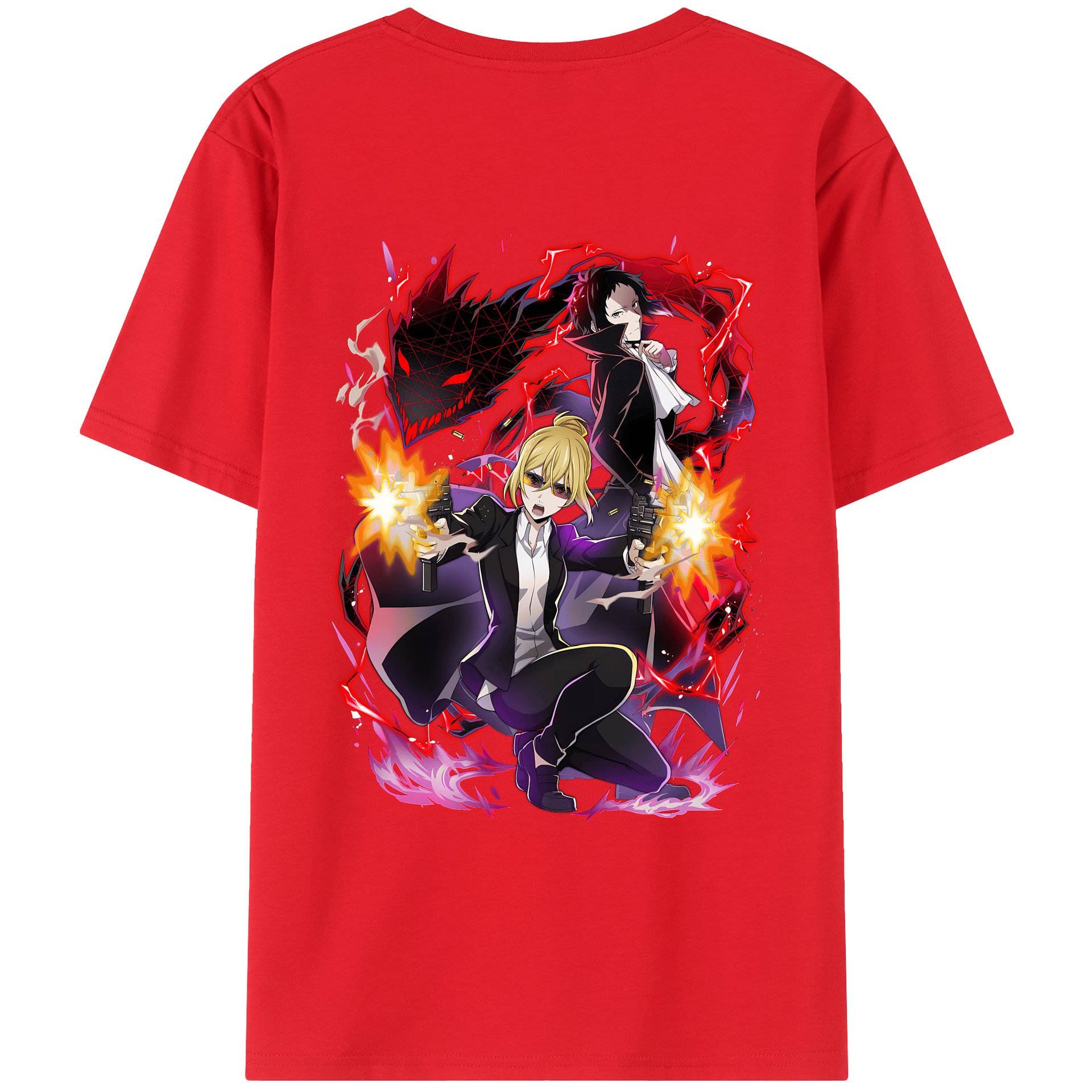 （画像用） 文豪ストレイドッグス Bungo Stray Dogs 綿100％ メンズ半袖Tシャツ（バックプリント） 通気性