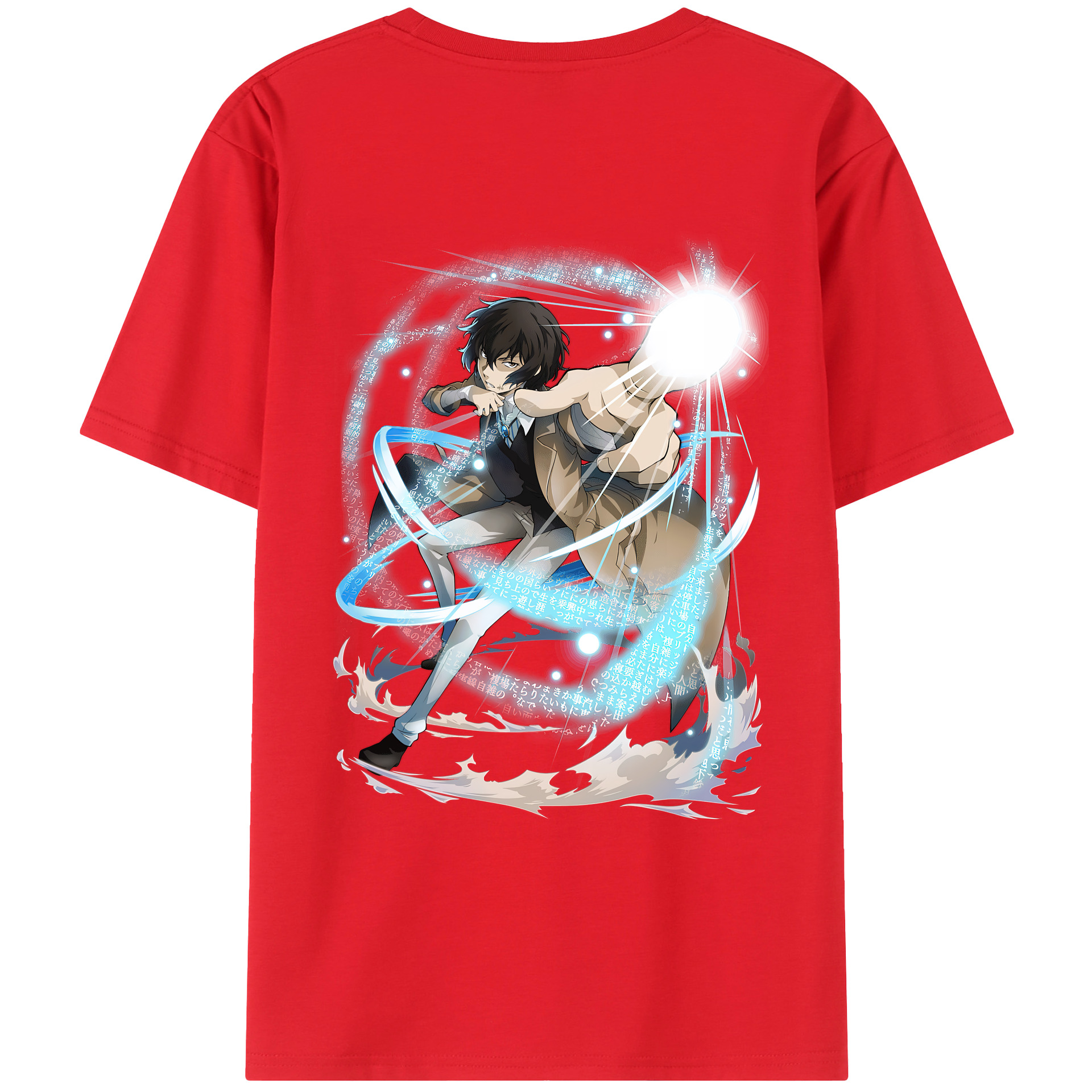 （画像用） 文豪ストレイドッグス Bungo Stray Dogs 綿100％ メンズ半袖Tシャツ（バックプリント） 通気性