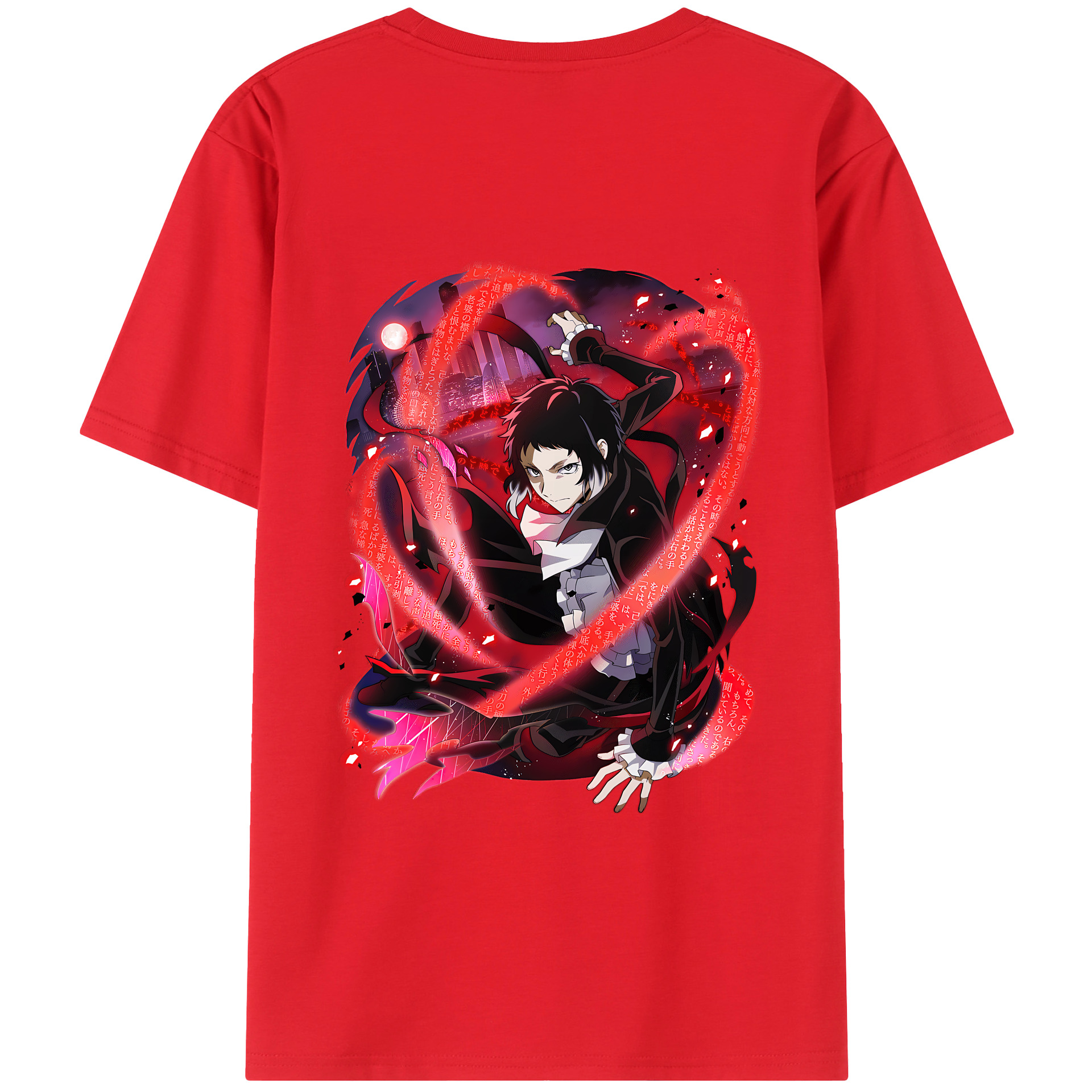 （画像用） 文豪ストレイドッグス Bungo Stray Dogs 綿100％ メンズ半袖Tシャツ（バックプリント） 通気性