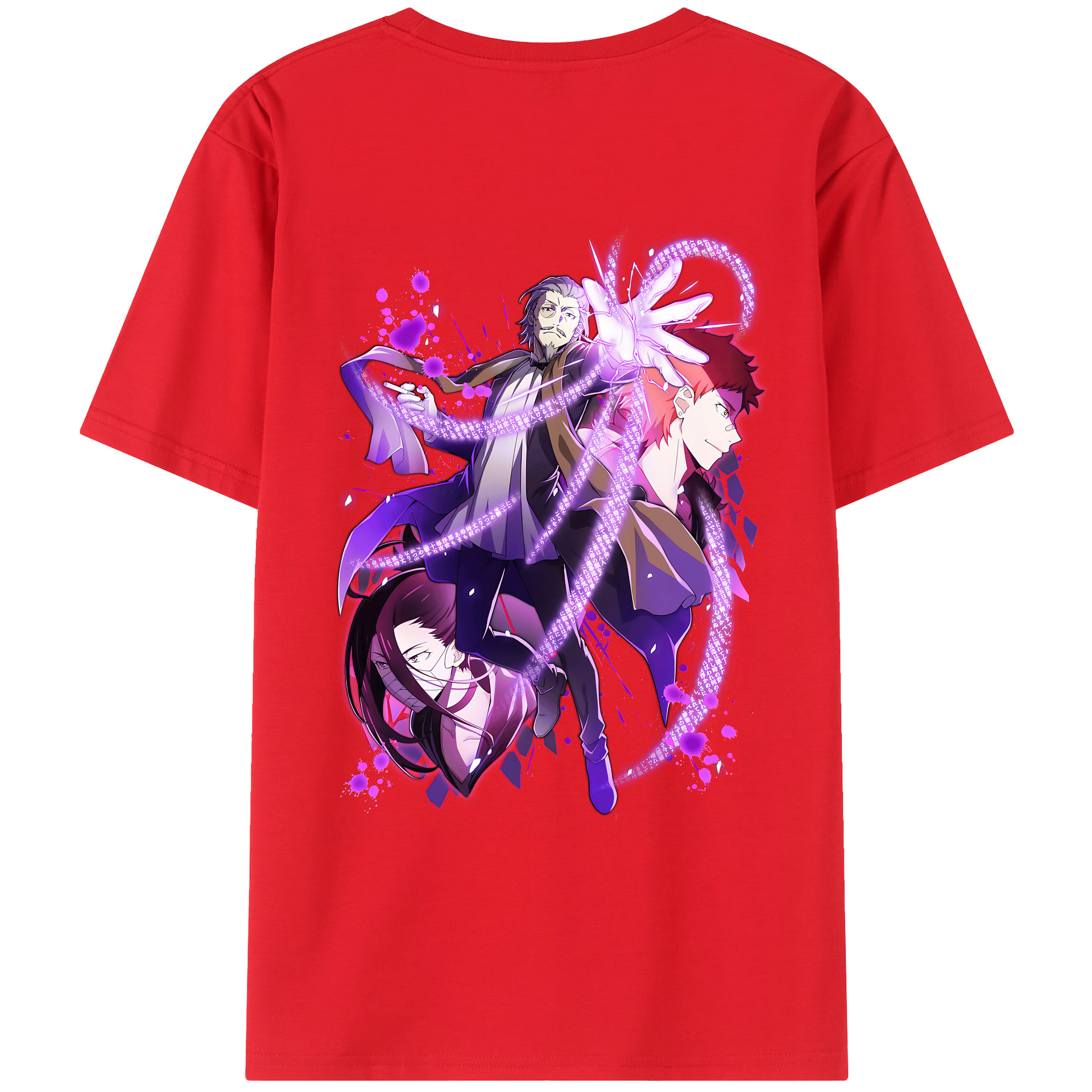 （画像用） 文豪ストレイドッグス Bungo Stray Dogs 綿100％ メンズ半袖Tシャツ（バックプリント） 通気性