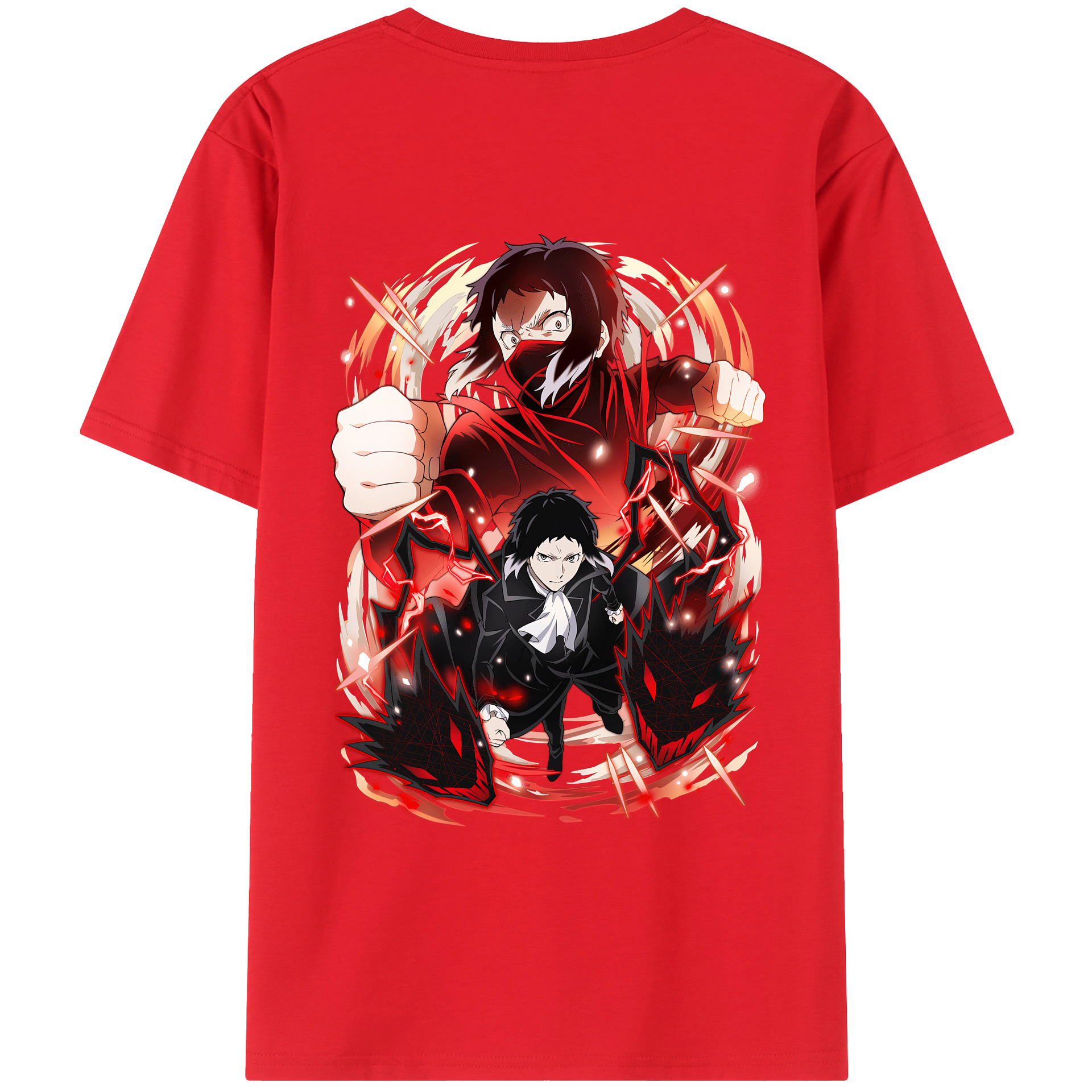 （画像用） 文豪ストレイドッグス Bungo Stray Dogs 綿100％ メンズ半袖Tシャツ（バックプリント） 通気性