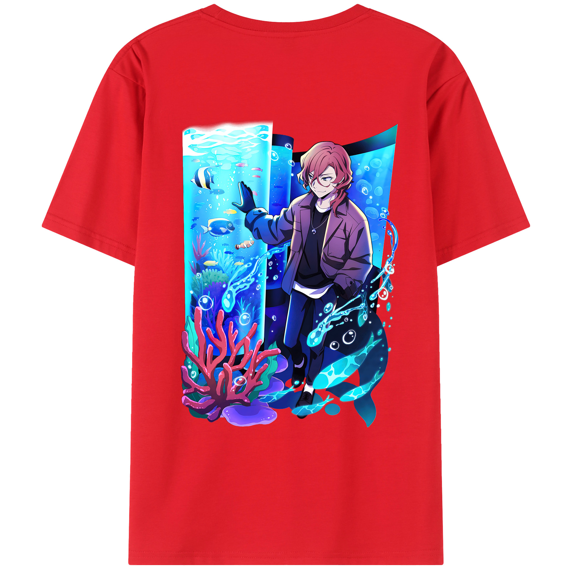 （画像用） 文豪ストレイドッグス Bungo Stray Dogs 綿100％ メンズ半袖Tシャツ（バックプリント） 通気性