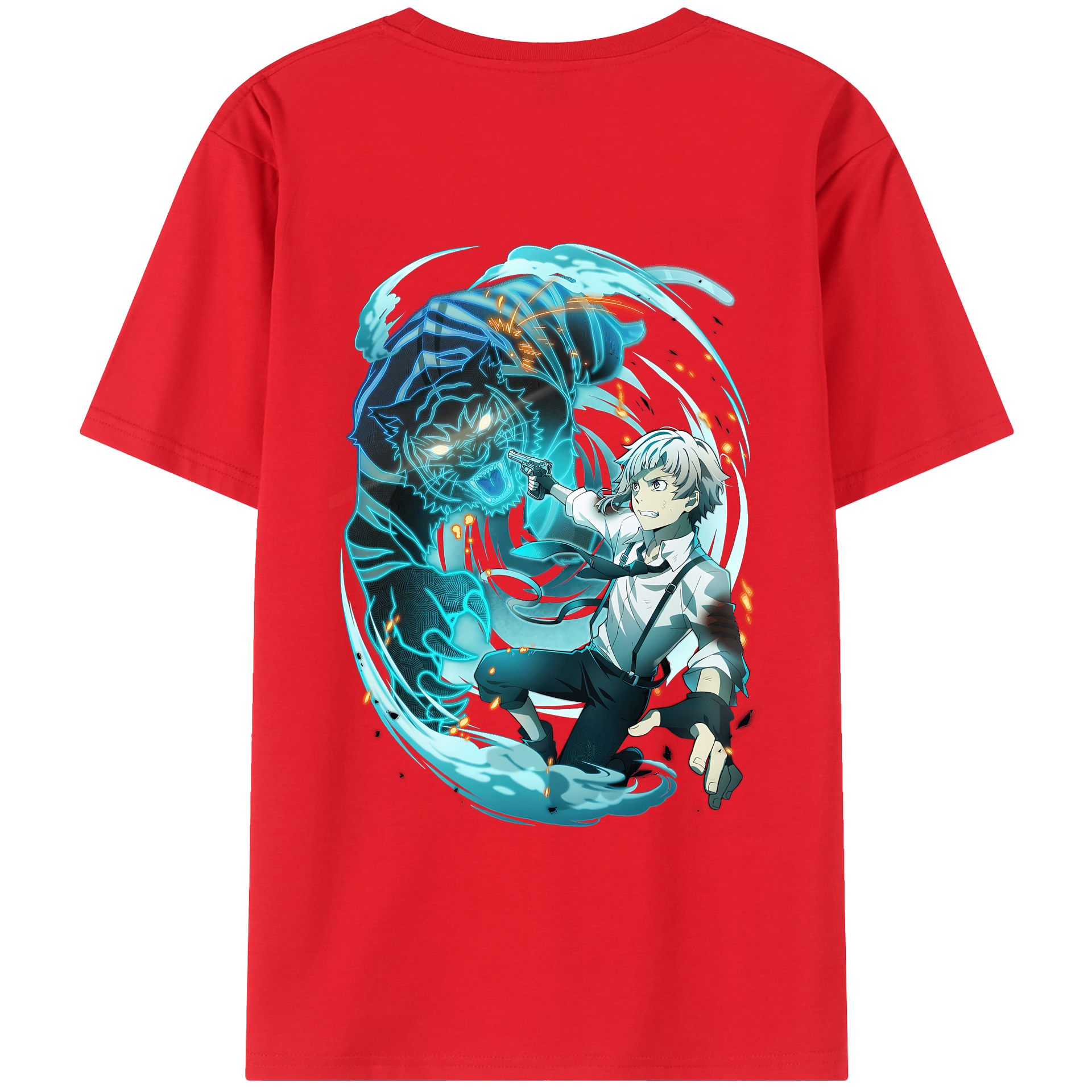 （画像用） 文豪ストレイドッグス Bungo Stray Dogs 綿100％ メンズ半袖Tシャツ（バックプリント） 通気性