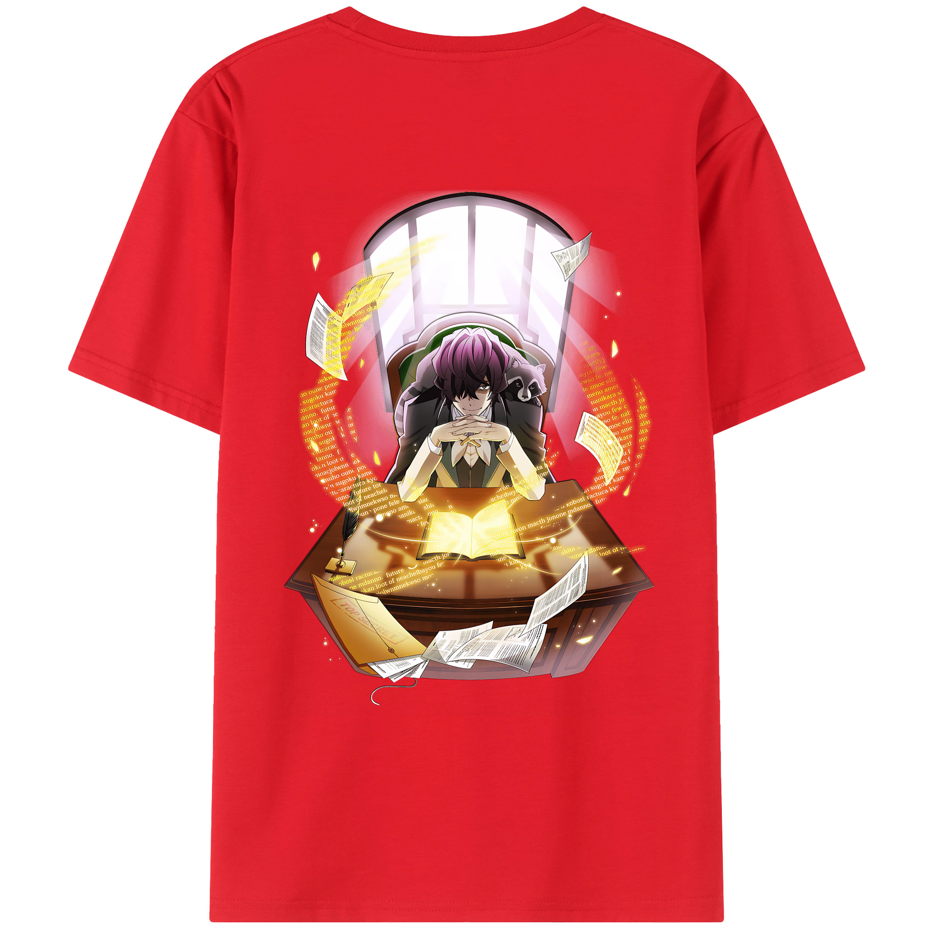 （画像用） 文豪ストレイドッグス Bungo Stray Dogs 綿100％ メンズ半袖Tシャツ（バックプリント） 通気性