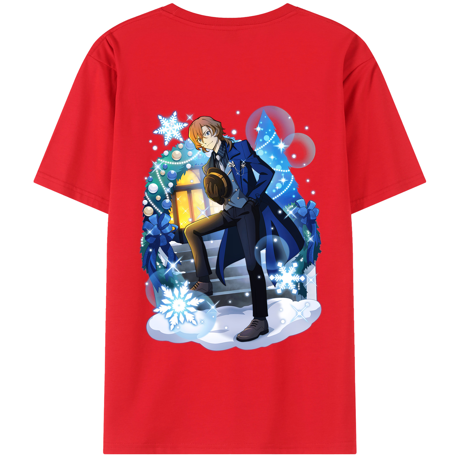 （画像用） 文豪ストレイドッグス Bungo Stray Dogs 綿100％ メンズ半袖Tシャツ（バックプリント） 通気性