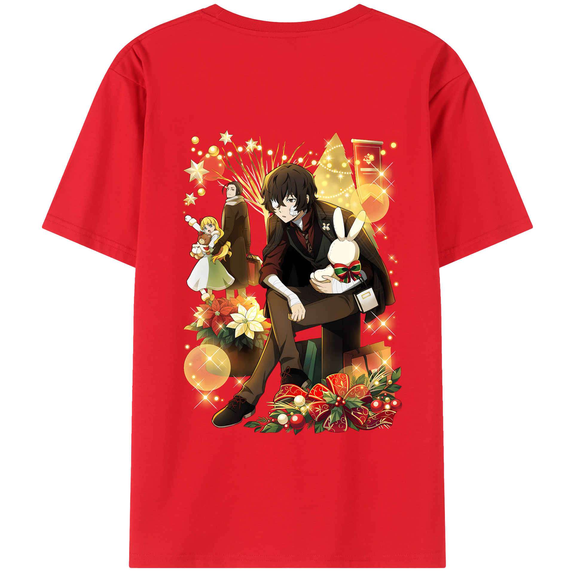 （画像用） 文豪ストレイドッグス Bungo Stray Dogs 綿100％ メンズ半袖Tシャツ（バックプリント） 通気性